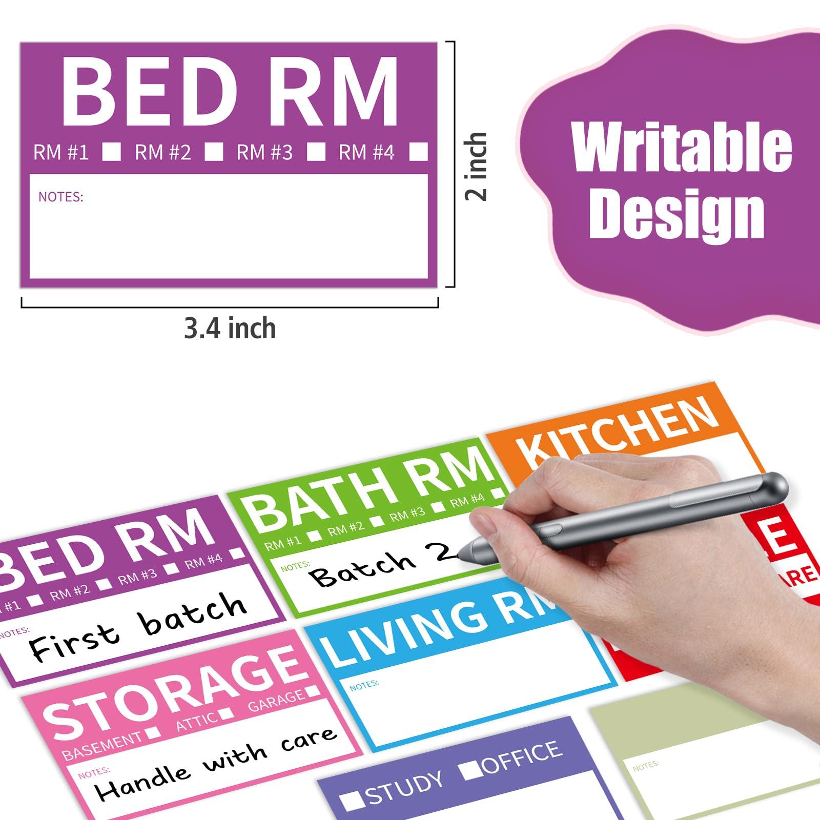 340 Home Moving Labels, 3.4 x 2 inches, 8-Color Coded Packing Box Stickers with Fragile and Blank Customizable Labels - Image 2