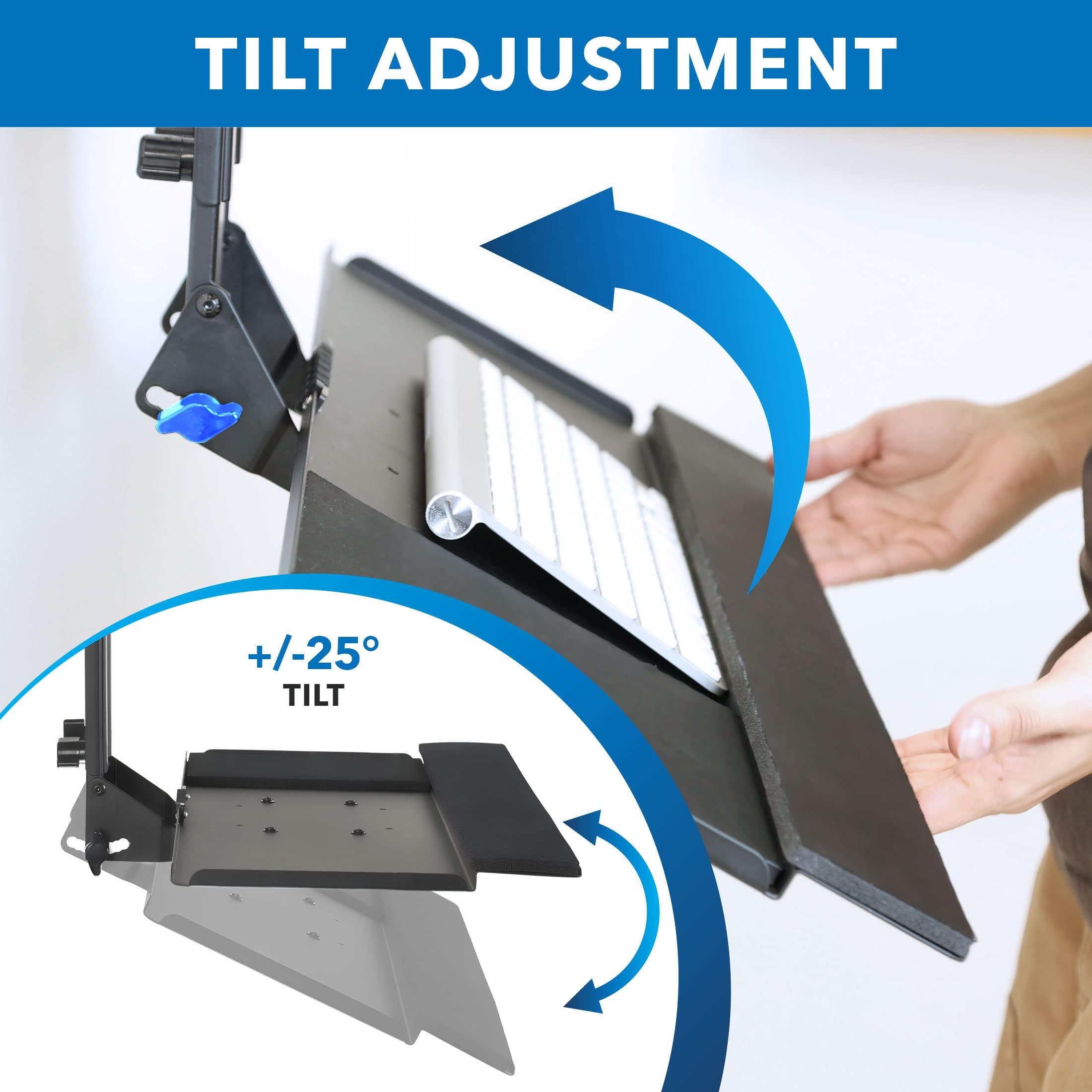 Mount-It! Monitor and Keyboard Wall Mount, Height Adjustable Standing VESA Keyboard Tray, 25 Inch Wide Platform with Mouse Pad (MI-7915) - Image 6