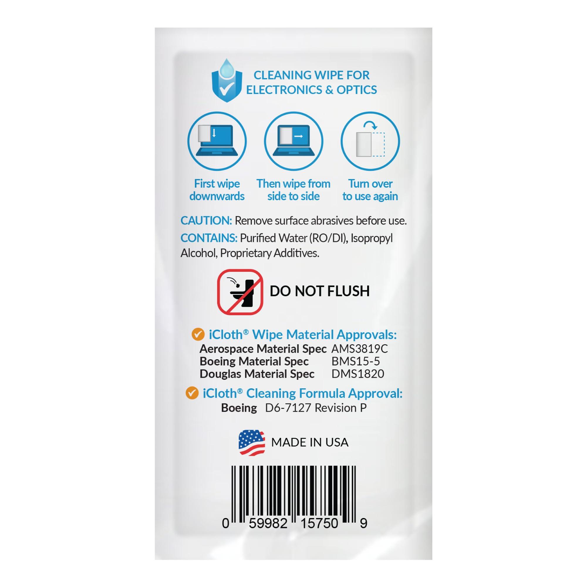 iCloth Large Screen Cleaning Wipes, Purified RO/DI Water & Isopropyl Alcohol Formula, Lint-Free & Streak-Free, Removes Dust, Fingerprints, & Smudges, (100 Wipes) - Image 2
