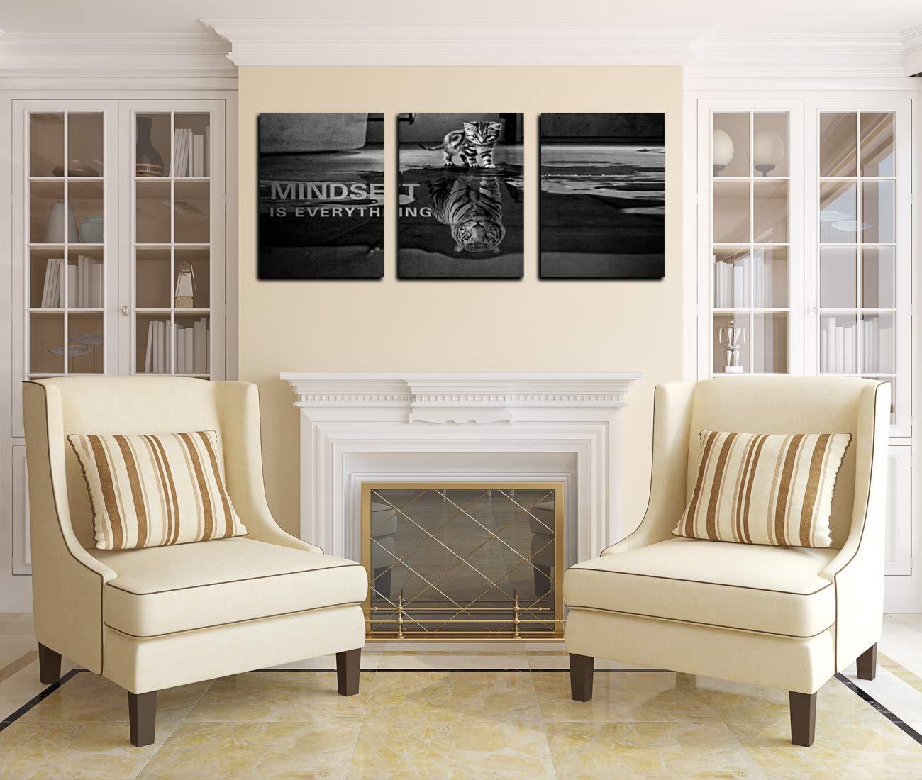 3 Panels Mindset is Everything Motivational Canvas Wall Art Inspirational Entrepreneur Quotes Poster Print Artwork Painting Picture for Framed Home Decoration Living Room office bedroom 36''W x 16''H - Image 4
