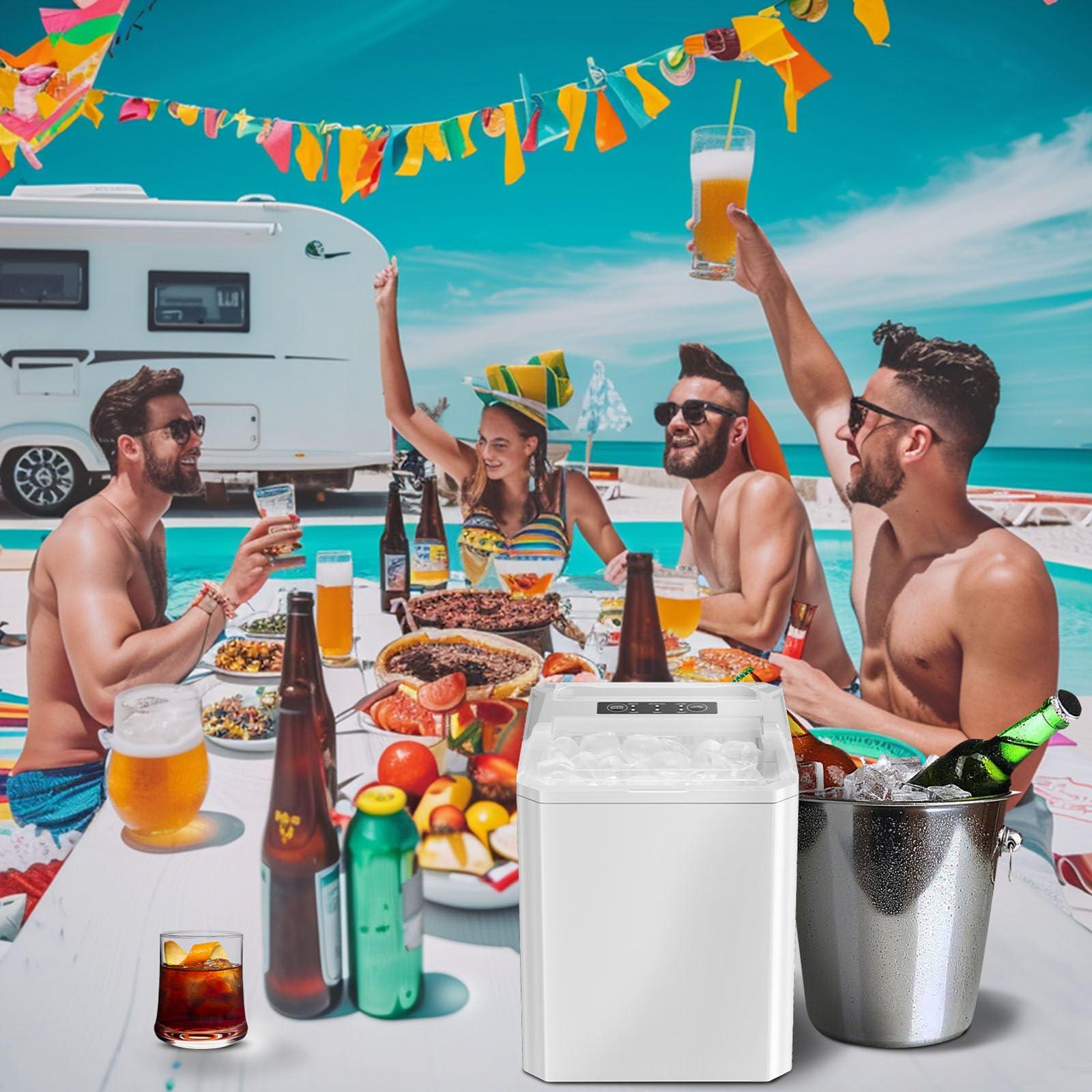 Sweetcrispy Countertop Ice Maker, Portable Ice Machine Self-Cleaning, 9 Cubes in 6 Mins, 26 lbs/24Hrs, 2 Sizes of Bullet Ice for Home Party Office - Image 2