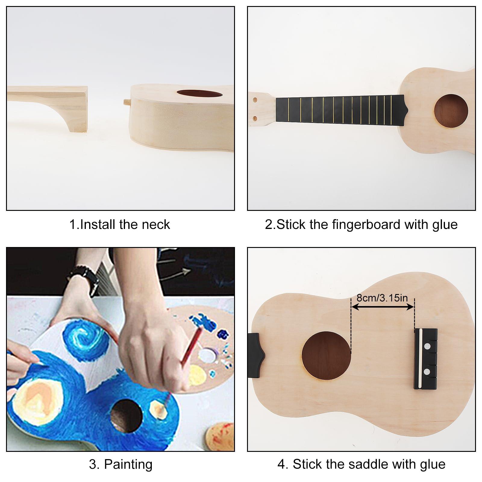 OriGlam 21 Inch DIY Ukulele Kit, Make Your Own Ukulele DIY Kit, Soprano Hawaii Ukulele Kit, Ukulele Hawaii Guitar Handwork Kit with Installation Tools for Kids, Friends, Family, Amateur - Image 3