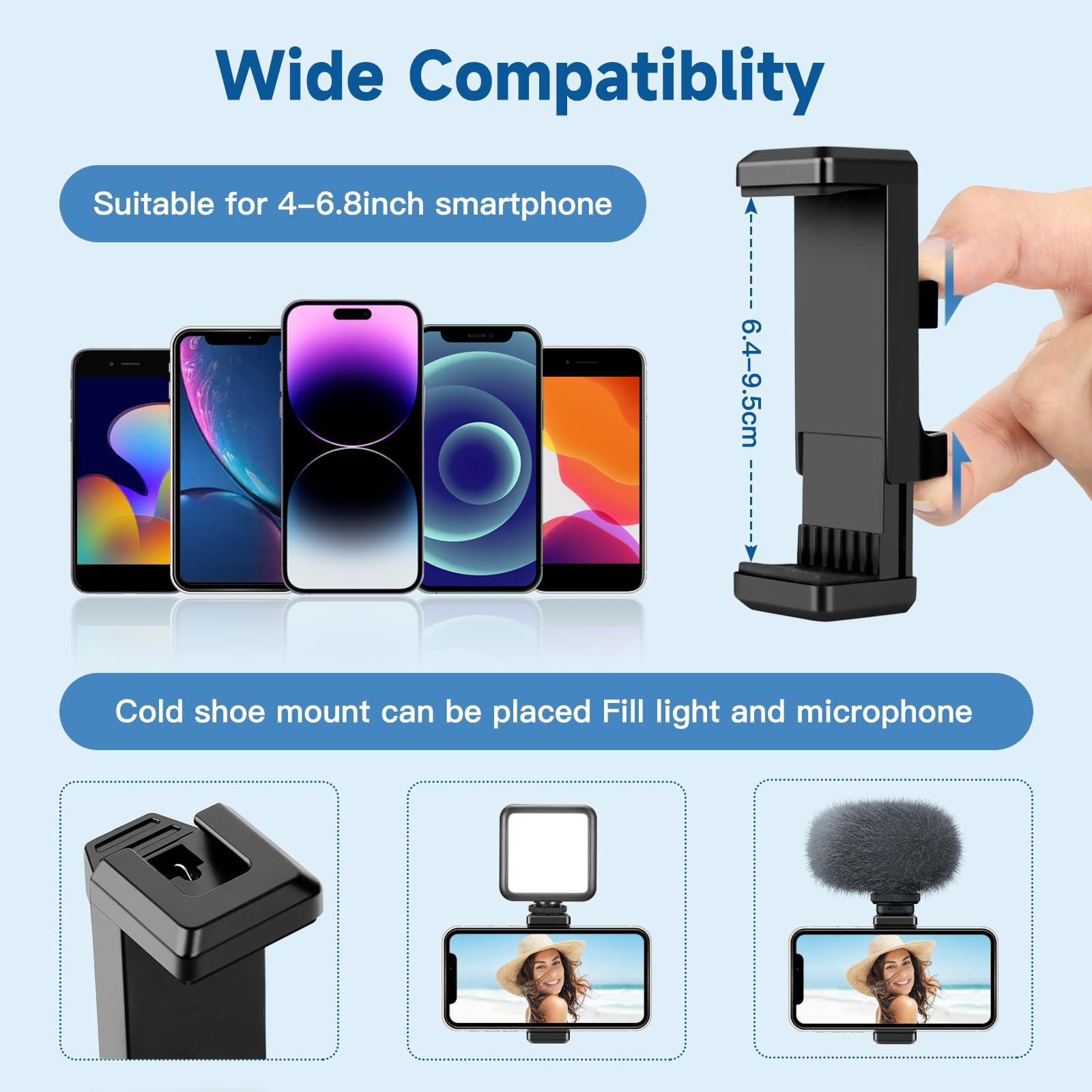 Phone Tripod Stand, 85" Tall Cellphone Tripod for iPhone with Gooseneck Remote, Flexible Portable Phone Stand for Recording, Compatible with iPhone 14 13 12 pro Android Camera - Image 5