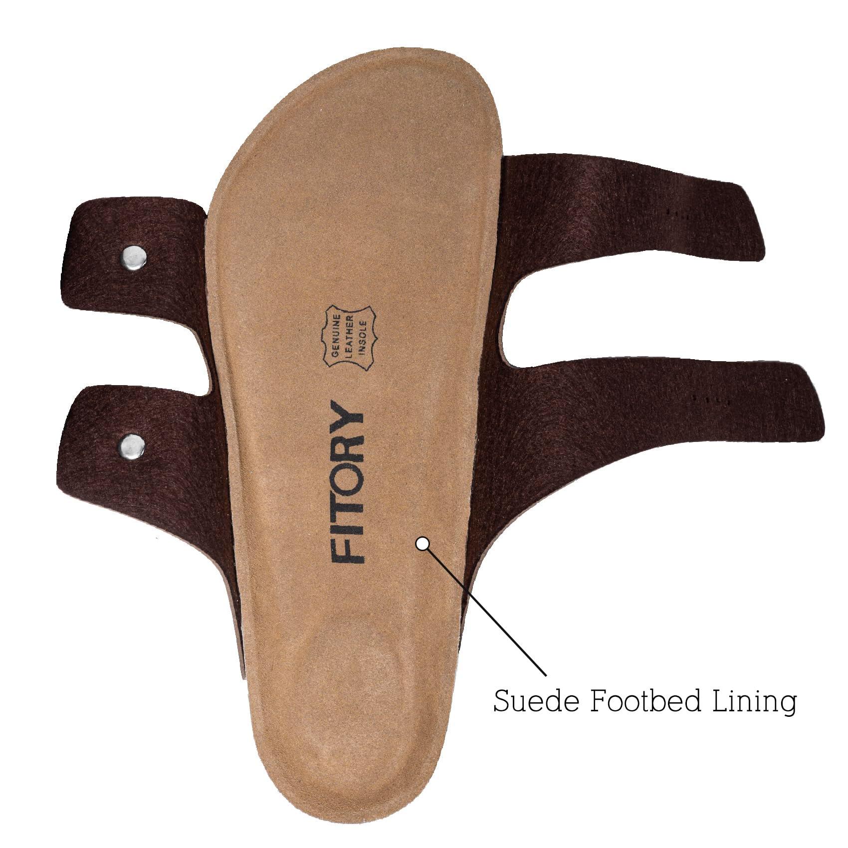 FITORY Mens Leather Insole Sandals with Two Buckles,Open Toe Slides for Indoor and Outdoor Size 7-14.5 - Image 4