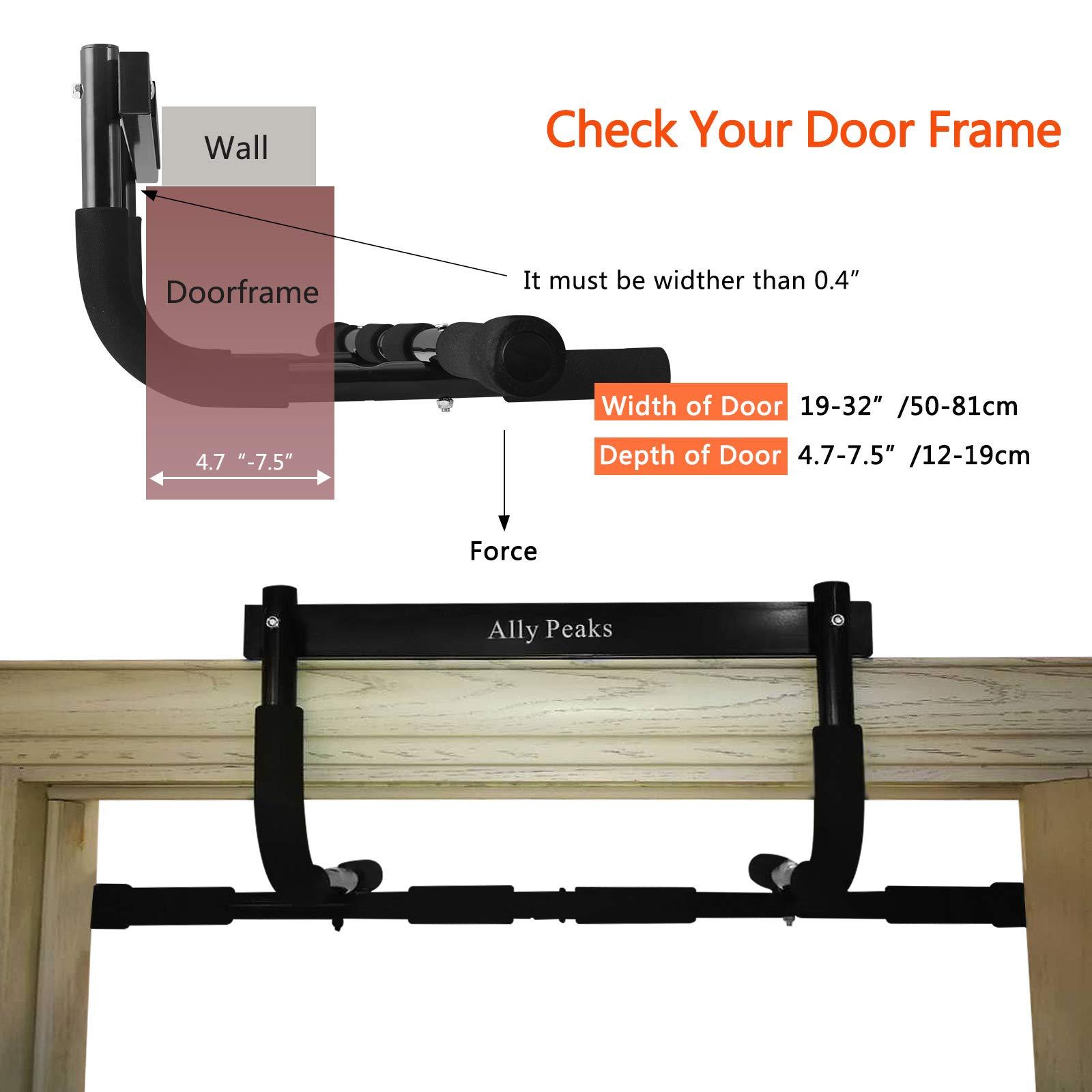 Ally Peaks Pull Up Bar for Doorway | Thickened Steel Max Limit 440 lbs Upper Body Fitness Workout Bar| Multi-Grip Strength for Doorway | Indoor Chin-Up Bar Fitness Trainer for Home Gym Portable - Image 4