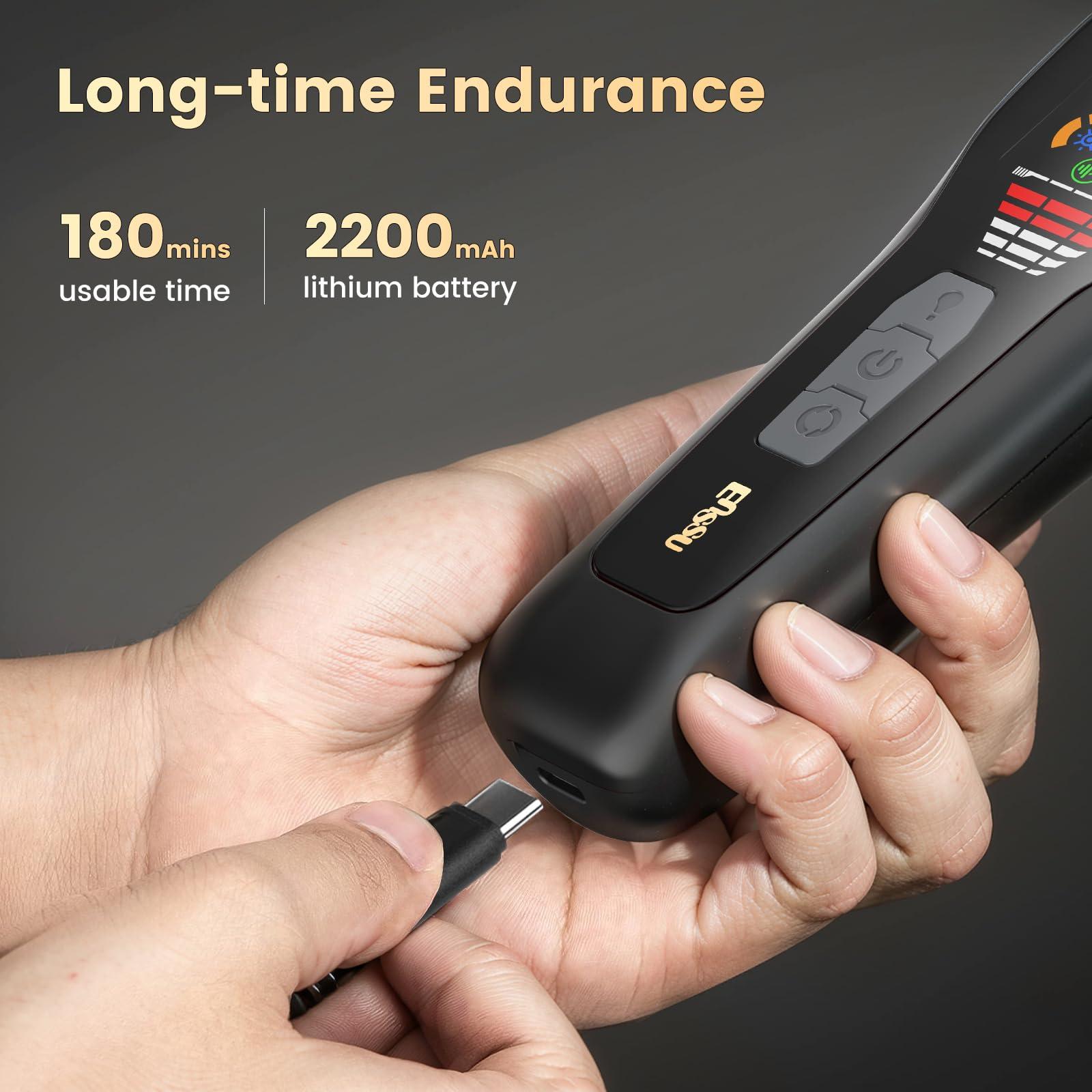 ENSSU Hair Clippers for Men Professional, Rechargeable Hair Trimmer Cordless Barber Clippers with 50mm Blade, Large LED Display, 180-Minutes Runtime for Home Hair Cutting (Black with LCD) - Image 5
