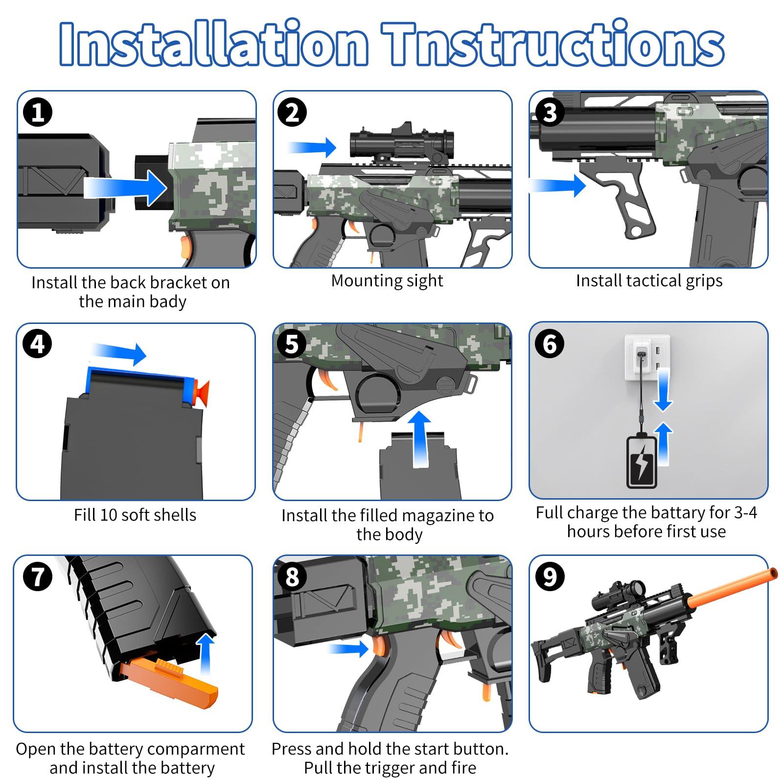 Toy Gun Automatic Sniper Rifle Bullets -Electric Toy Foam Blaster with 200 Darts, 2 Magazines and Grip, Toys for 8-12 Year Old Boys Adults, Birthday Xmas Gift for Kids Age 8+ - Image 5