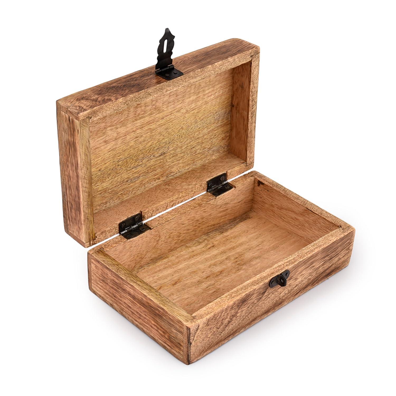 Samhita Handmade Mango Wood Tree of Life Engraving Beautifully Keepsake Box Jewellery Organiser Unique Gift Ideas for Men & Women (Flame Work Finish) - Image 6