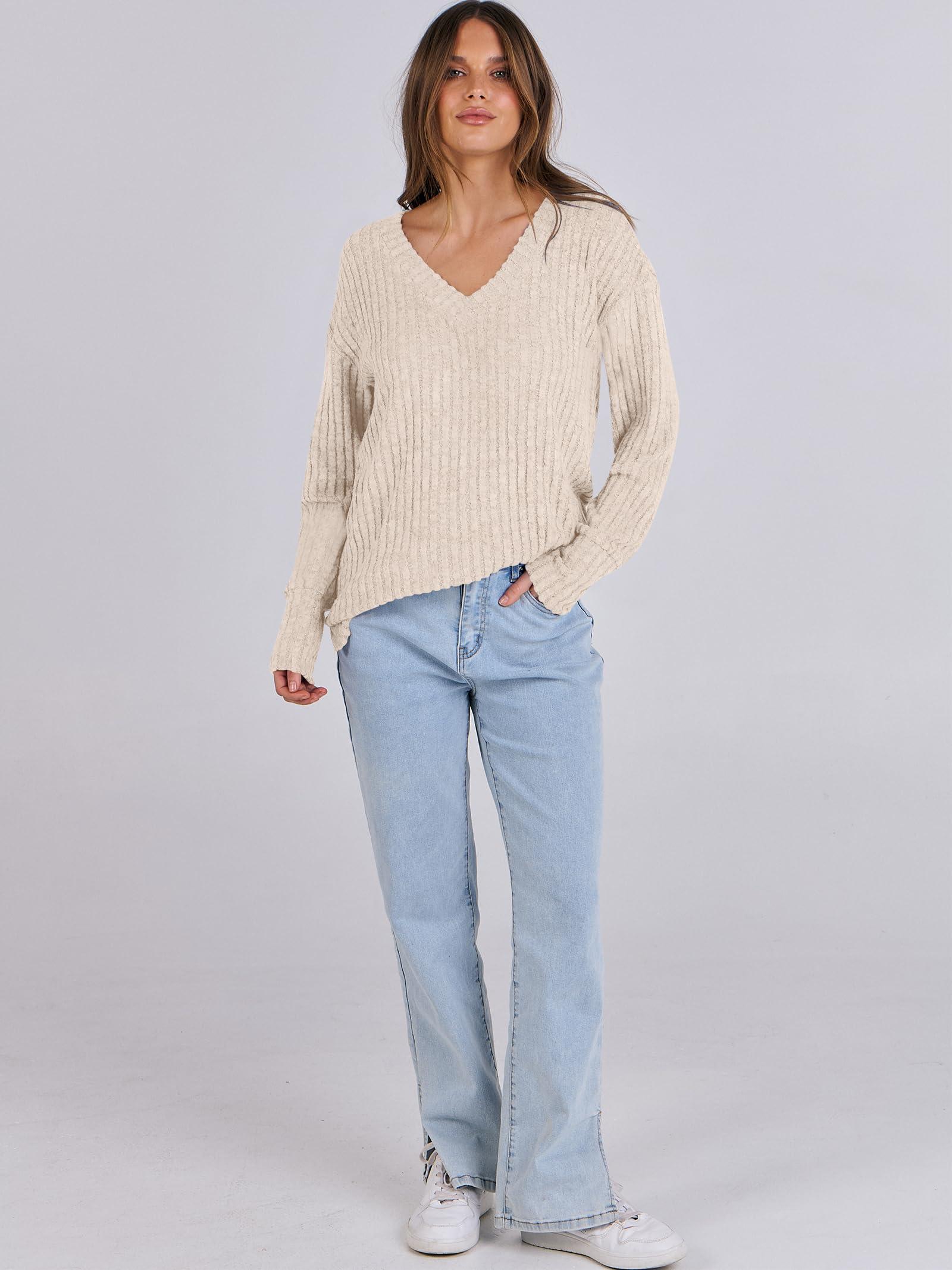 ANRABESS Long Sleeve Shirts for Women V Neck Casual Fall Tops Loose Fit Lightweight Sweaters Tunic Fashion 2025 Clothes - Image 6