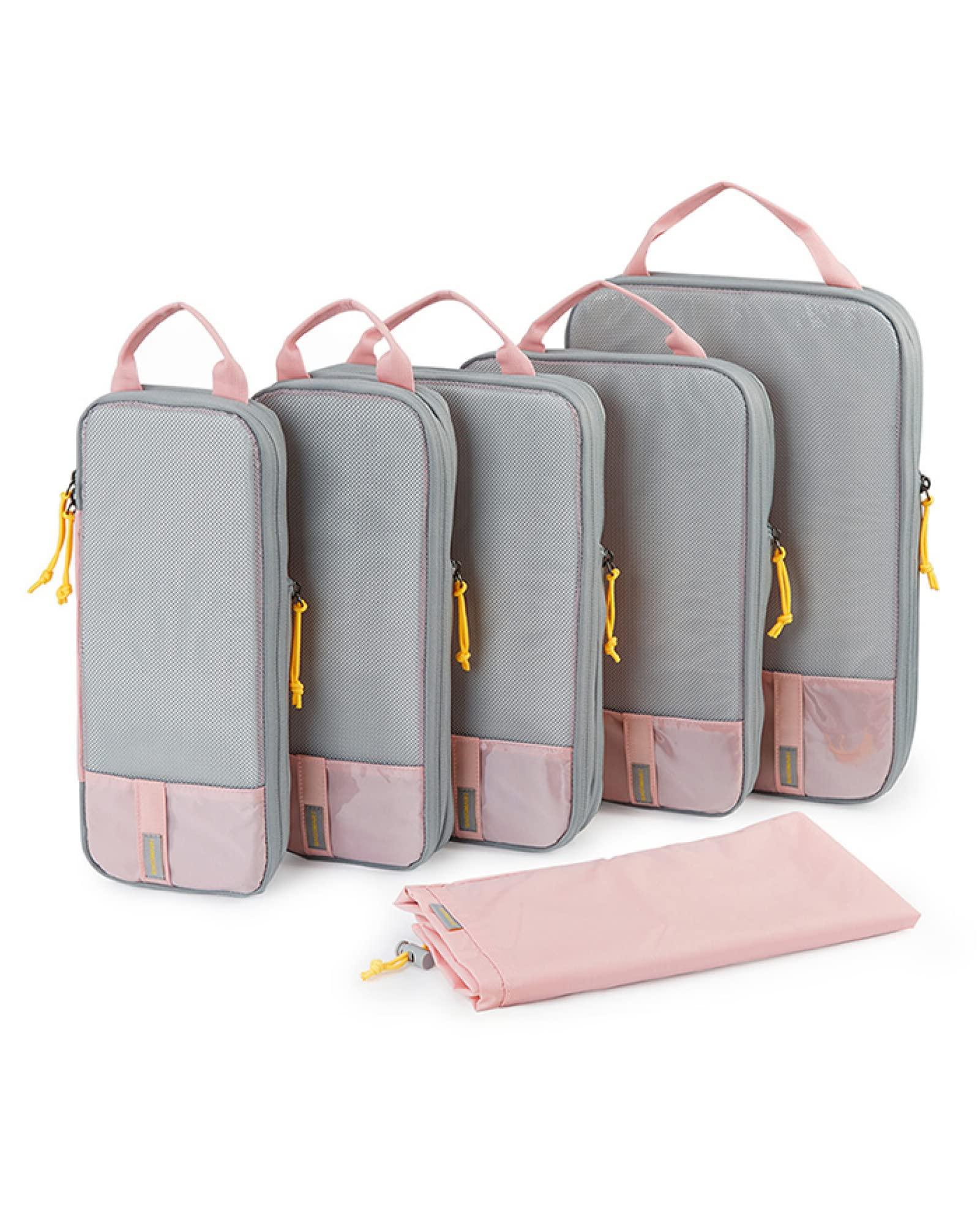 BAGSMART 6 Set Compression Packing Cubes - Lightweight Travel Essentials, Durable Luggage Organizer