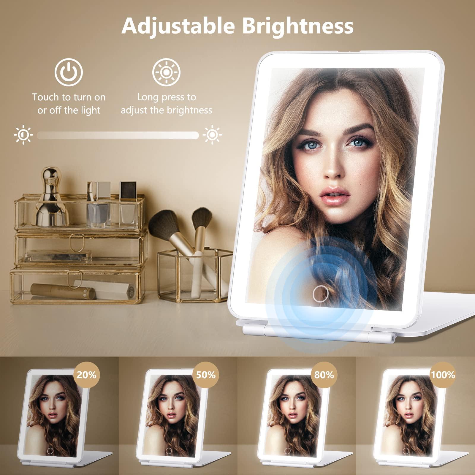 miroposs Rechargeable Makeup Mirror for Travel, Vanity Mirror with 80LEDs, 3 Color Light, 2000mAh Battery, Portable Ultra Slim Lighted Mirror, Travel Essential - Image 4