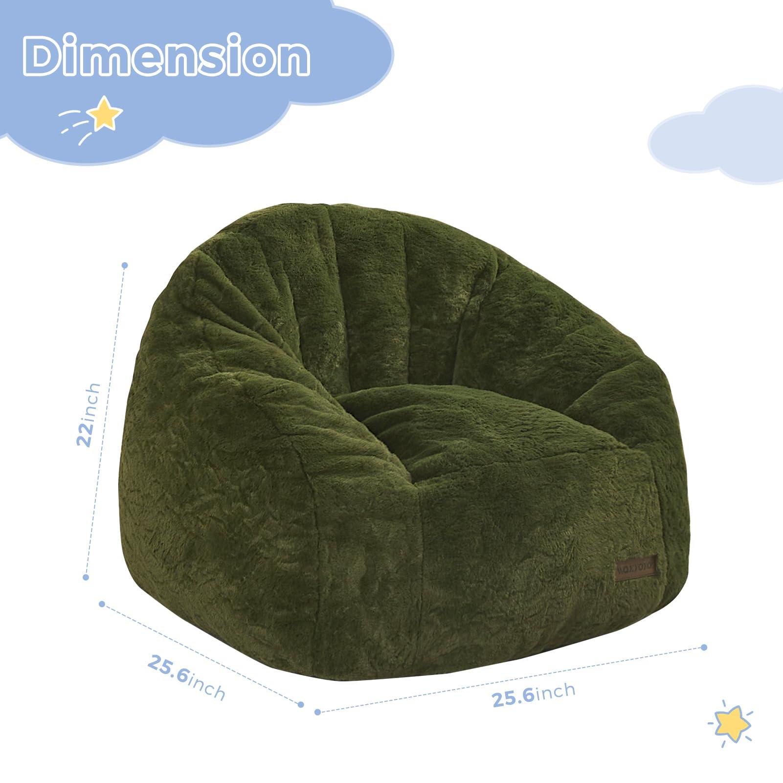 MAXYOYO Bean Bag Chair for Kids, Shell Shaped Bean Bag Couch for Boys and Girls, Toddler Chair Bean Bag Sofa for Playroom, Nursery Room, Green - Image 2