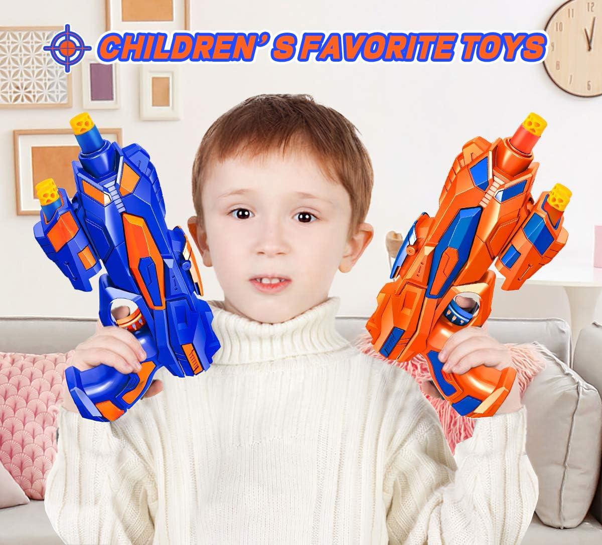 2 Pack Blaster Guns Boys Toy-with 60 Soft Foam Darts Bullets& 2 Wrist Bands- Easter Basket Stuffers Hand Gun Toys Party Supplies for 3,4,5,6,7,8,9 Years Kids - Image 6
