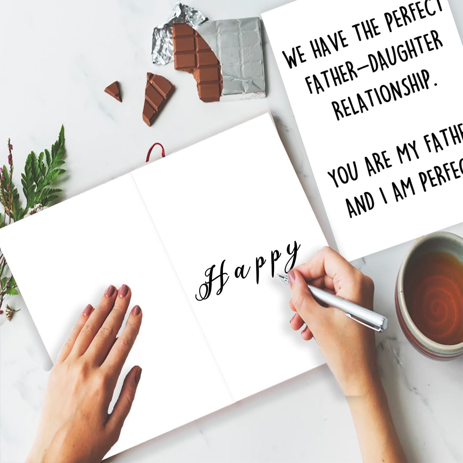 YiKaLus Perfect Father-Daughter Relationship Card for Father, Funny Father’s Day Gift for Dad, Happy Birthday Card from Daughter, Unique Bday Gift Idea for Stepdad - Image 5