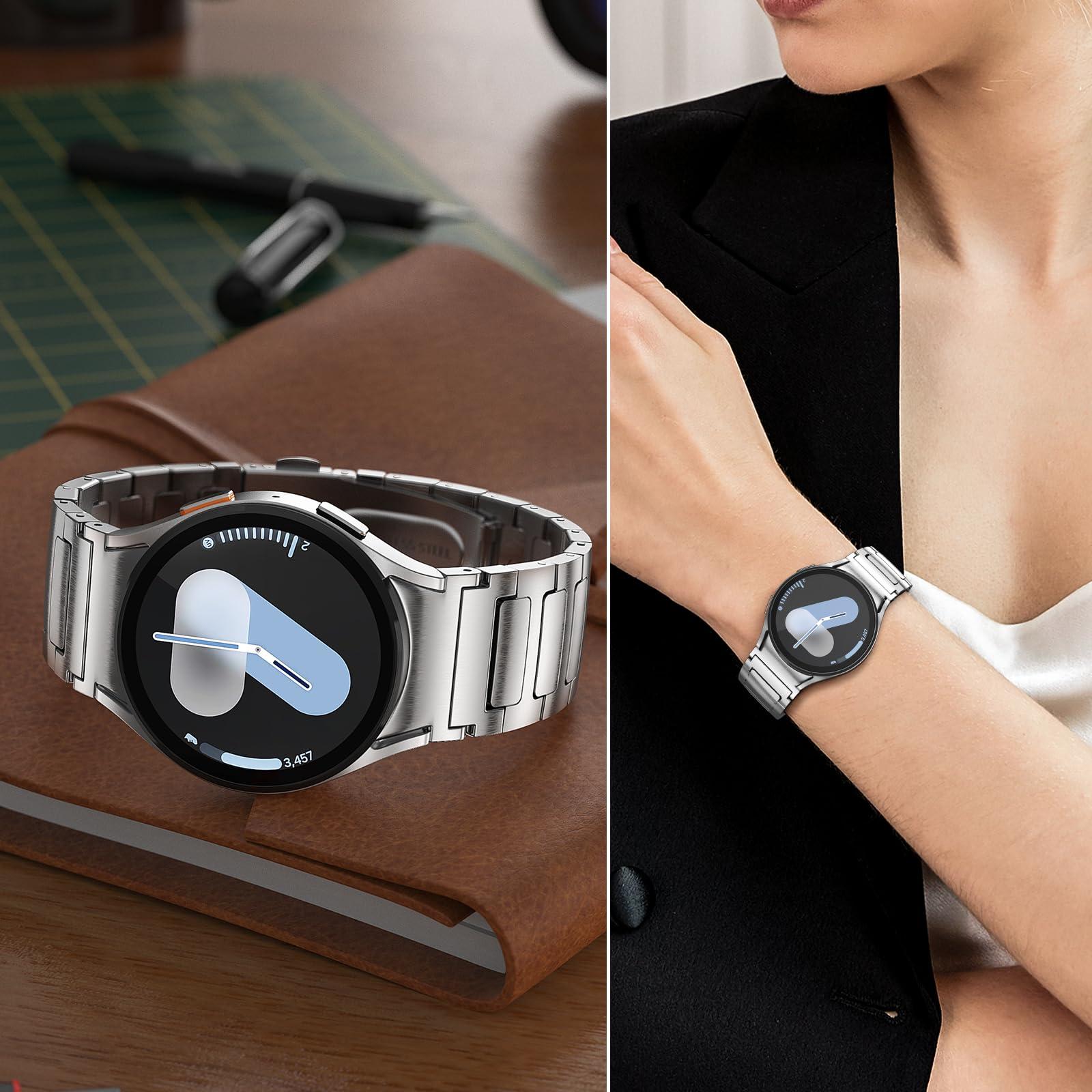 No Gap Stainless Steel Bands Compatible with Samsung Galaxy Watch Band 7/6/5/4/FE 44mm 40mm,Watch 6 Classic Band 47mm 43mm,Watch 5 Pro 45mm,Watch 4 Classic 46mm 42mm, 20mm Metal Strap for Men Women - Image 5