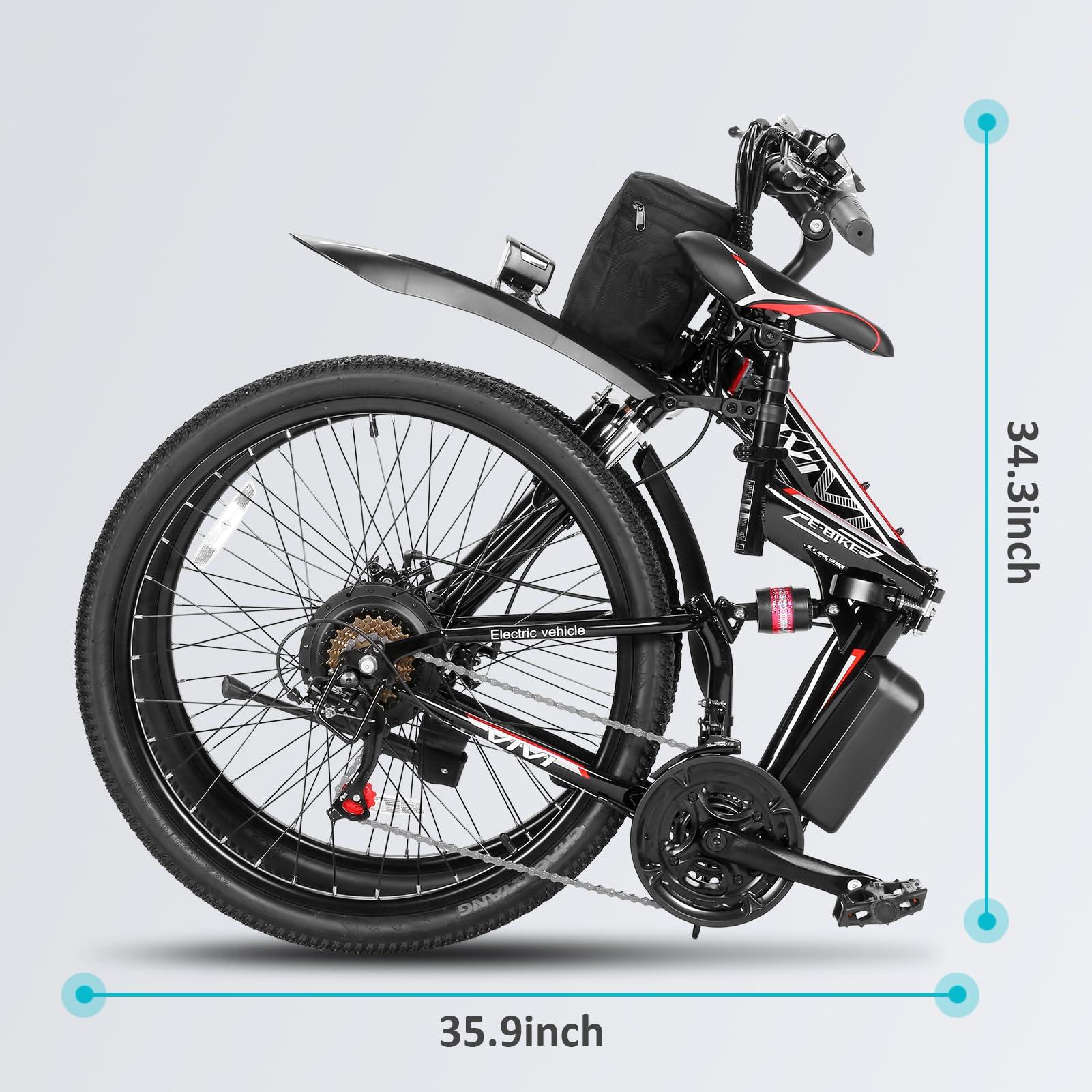 Vivi M026TGB Electric Bike 26" Electric Bike for Adults, Peak 750W Folding Electric Mountain Bike, 48V Removable Lithium Battery, 21 Speed, Top 22 Mph, Up to 50 Miles, Dual Shock Absorber, UL 2849 - Image 7