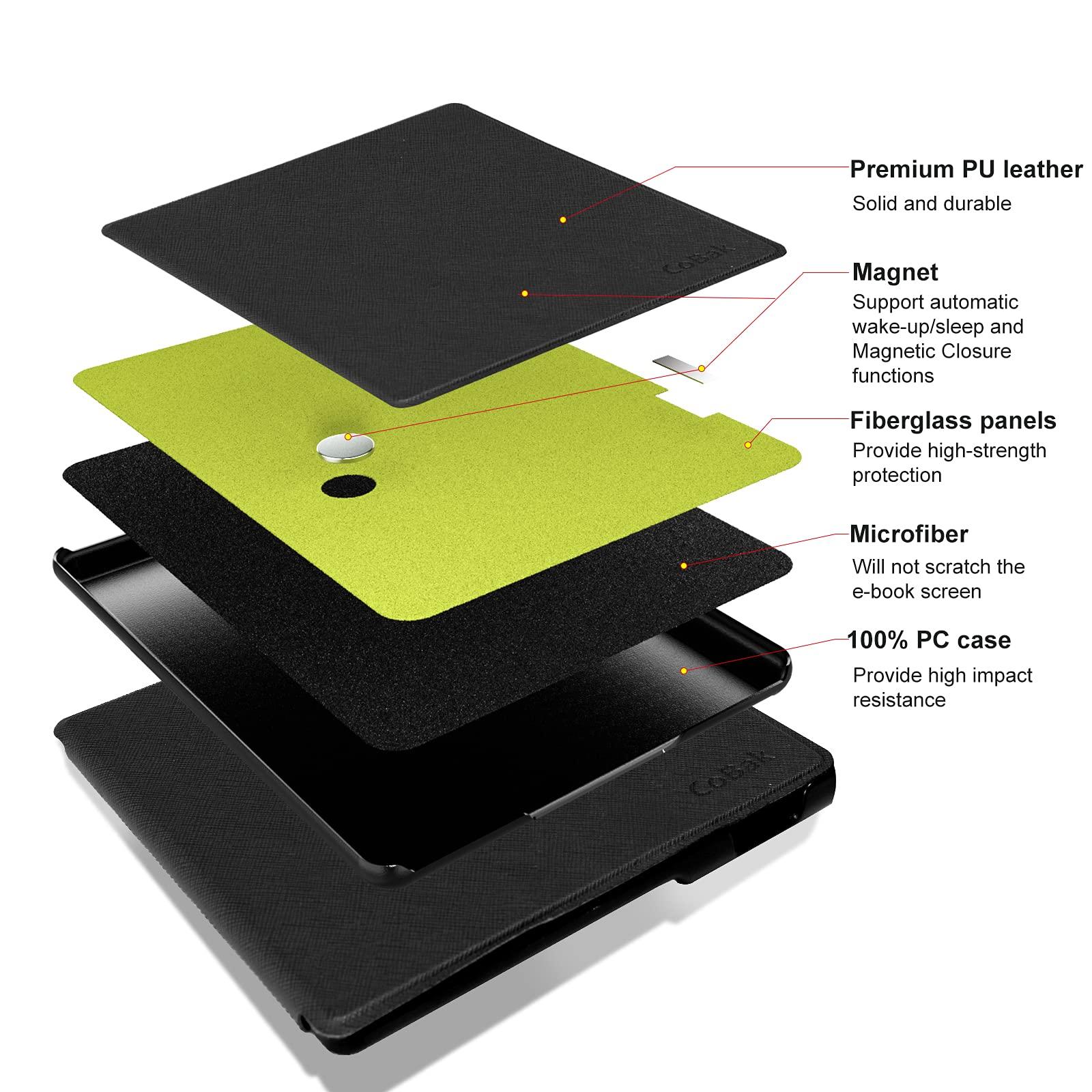 CoBak for Kindle Oasis Case 10th and 9th Generation 7 Inch Premium PU Leather Smart Cover with Auto Sleep Wake Feature for Kindle Oasis, Slim Fit, Black - Image 3