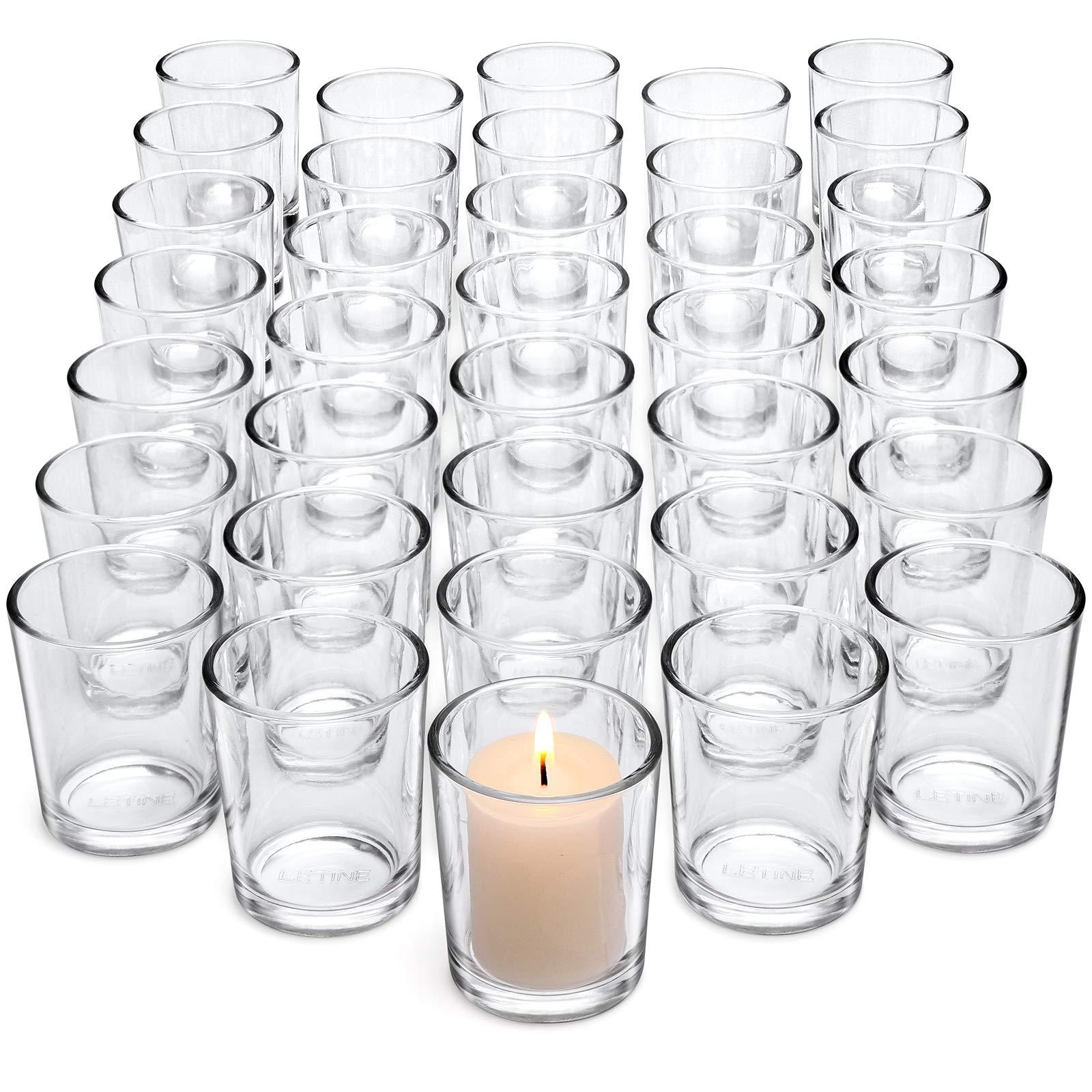 Letine 36Pcs Votive Candle Holders-Clear Glass Tea Light Candle Holders-Glass Votive Candle Holder Bulk for Wedding Centerpieces/Home Table Decor/Propose/Christmas and Thanksgiving