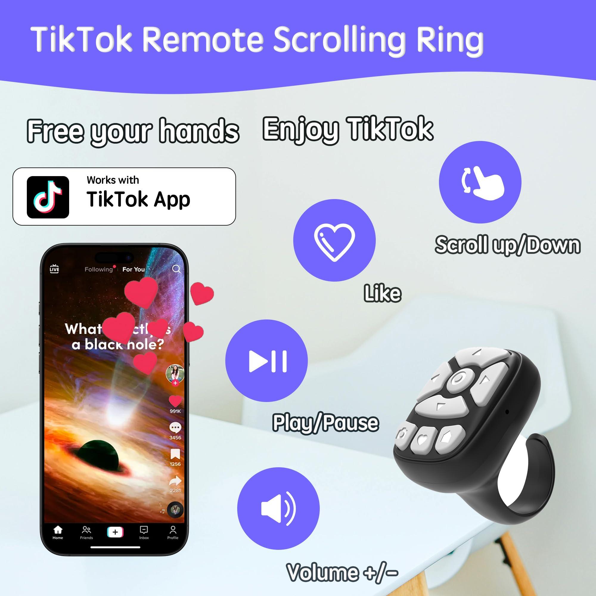 Novzix TikTok Scrolling Ring – 8-Button Finger Tip Wireless Remote, with Camera Remote Shutter for iPhone & Android (Black) - Image 3