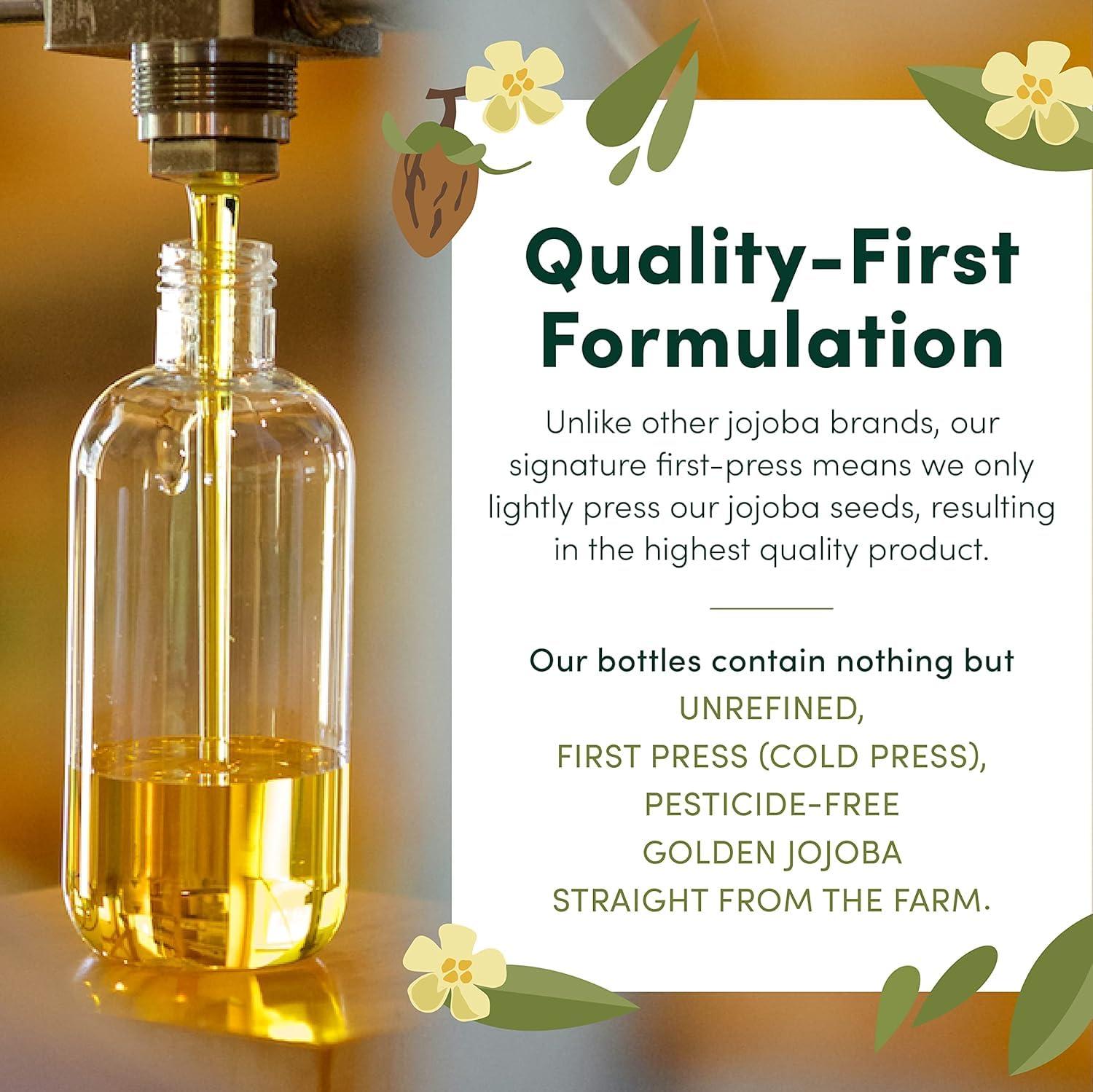 HobaCare Jojoba Oil - 100% Pure, Unrefined Jojoba Oil for Skin & Nails - Moisturizing Body Oil & Face Moisturizer for Dry Skin - Natural Jojoba Oil for Hair & Beard Care (32 fl oz) - Image 3