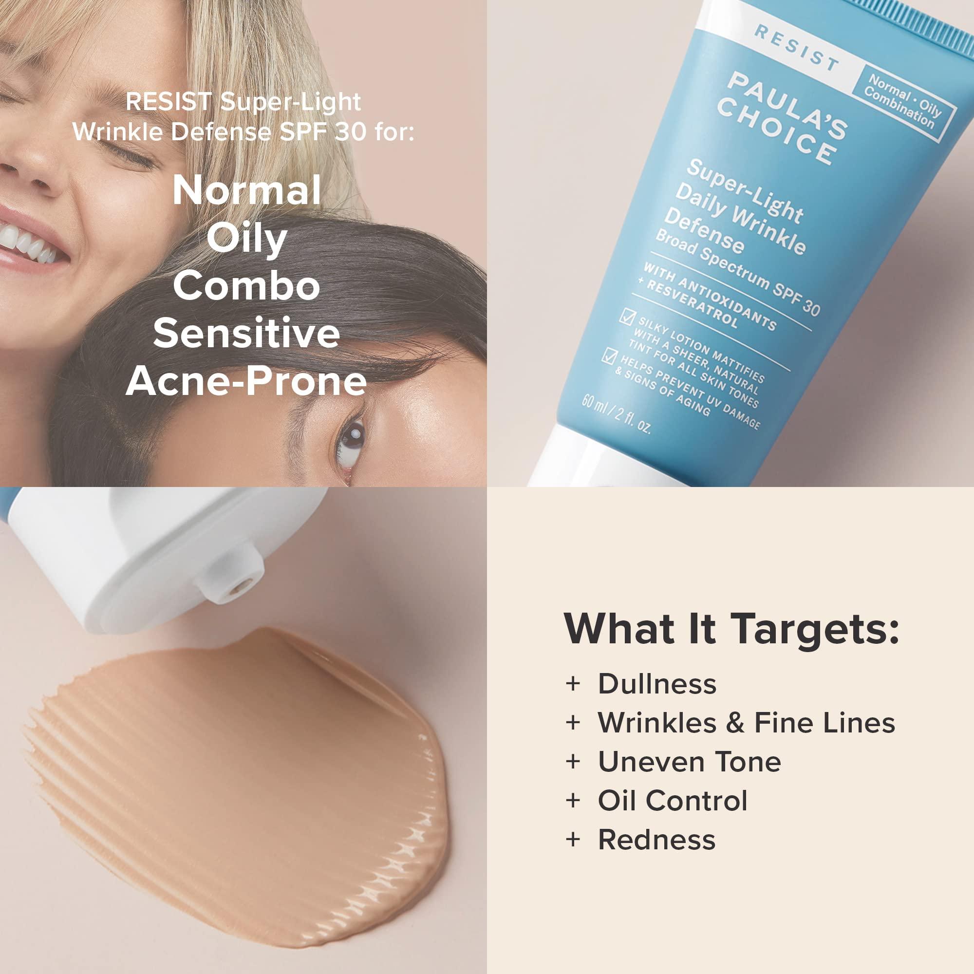Paula's Choice RESIST Super-Light Daily Wrinkle Defense Mineral Sunscreen, SPF 30 Face Sunscreen for Oily Skin, Matte Tinted Face Moisturizer, UVA/UVB Protection, Fragrance-Free - Image 4