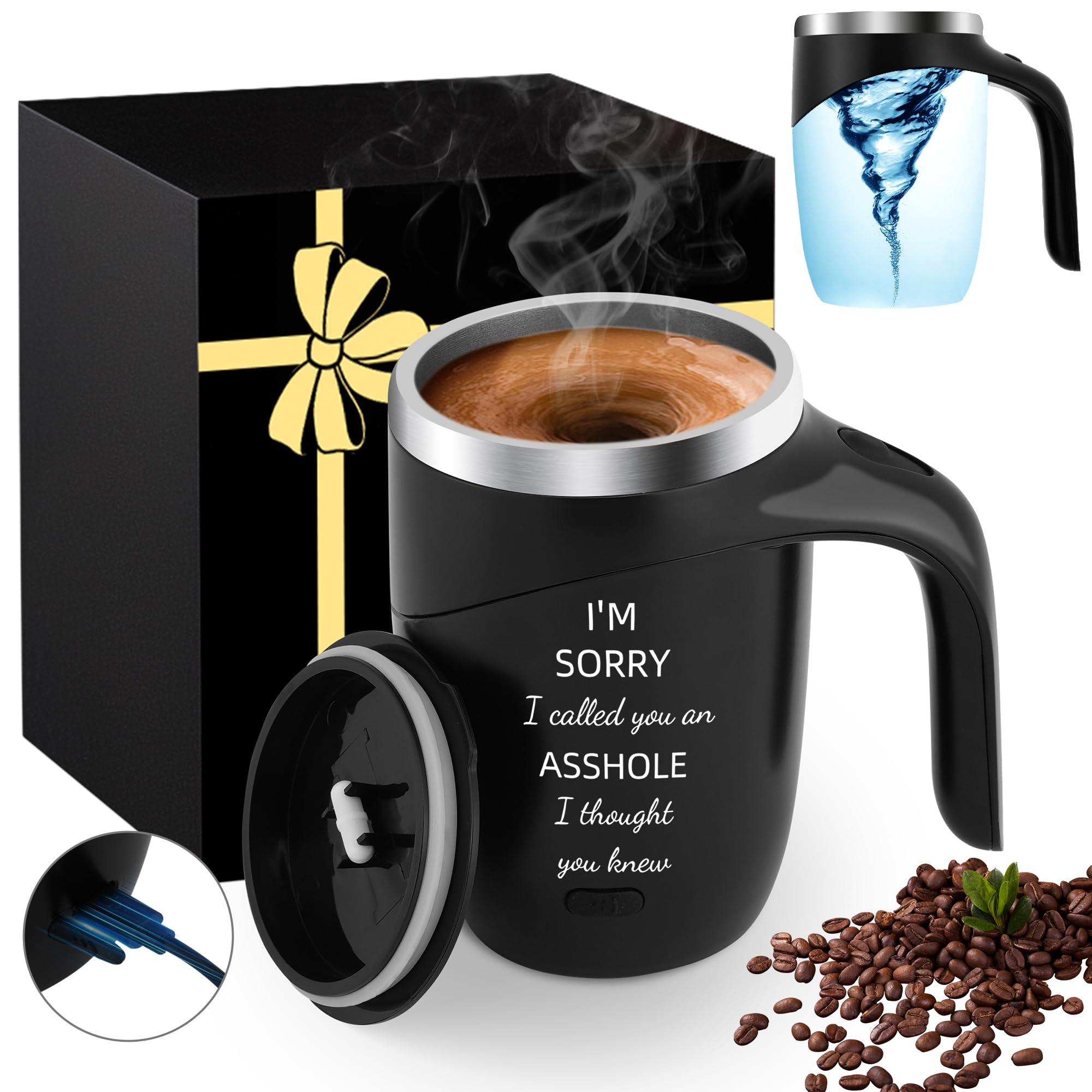 Magnetic Stirring Coffee Mug Stainless Insulated Cup White Elephant Adults 30 Christmas Gag Fun Weird Novelty Useful Unique Men Prank Dirty Secret Santa Unisex Holiday Best Cool Nice Exchange Gifts - Image 1
