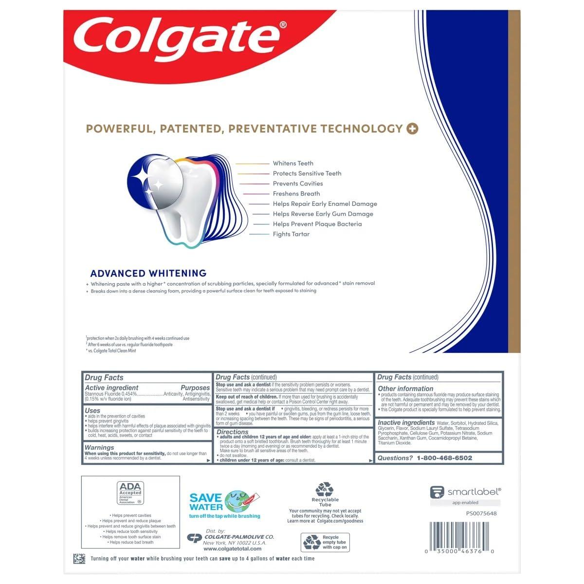 Colgate Total SF Advanced Whitening Toothpaste, 6.4 Ounce (Pack of 5) - Image 2