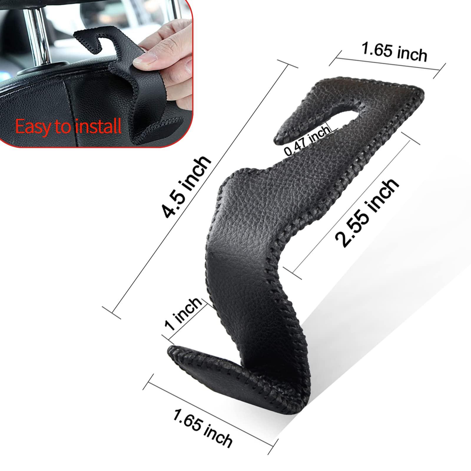 Car Hooks Universal Car Vehicle Back Seat Headrest Hanger Holder Hook Microfiber Leather & Stainless Steel for Bag Purse Cloth Drink Grocery (Black) - Image 2