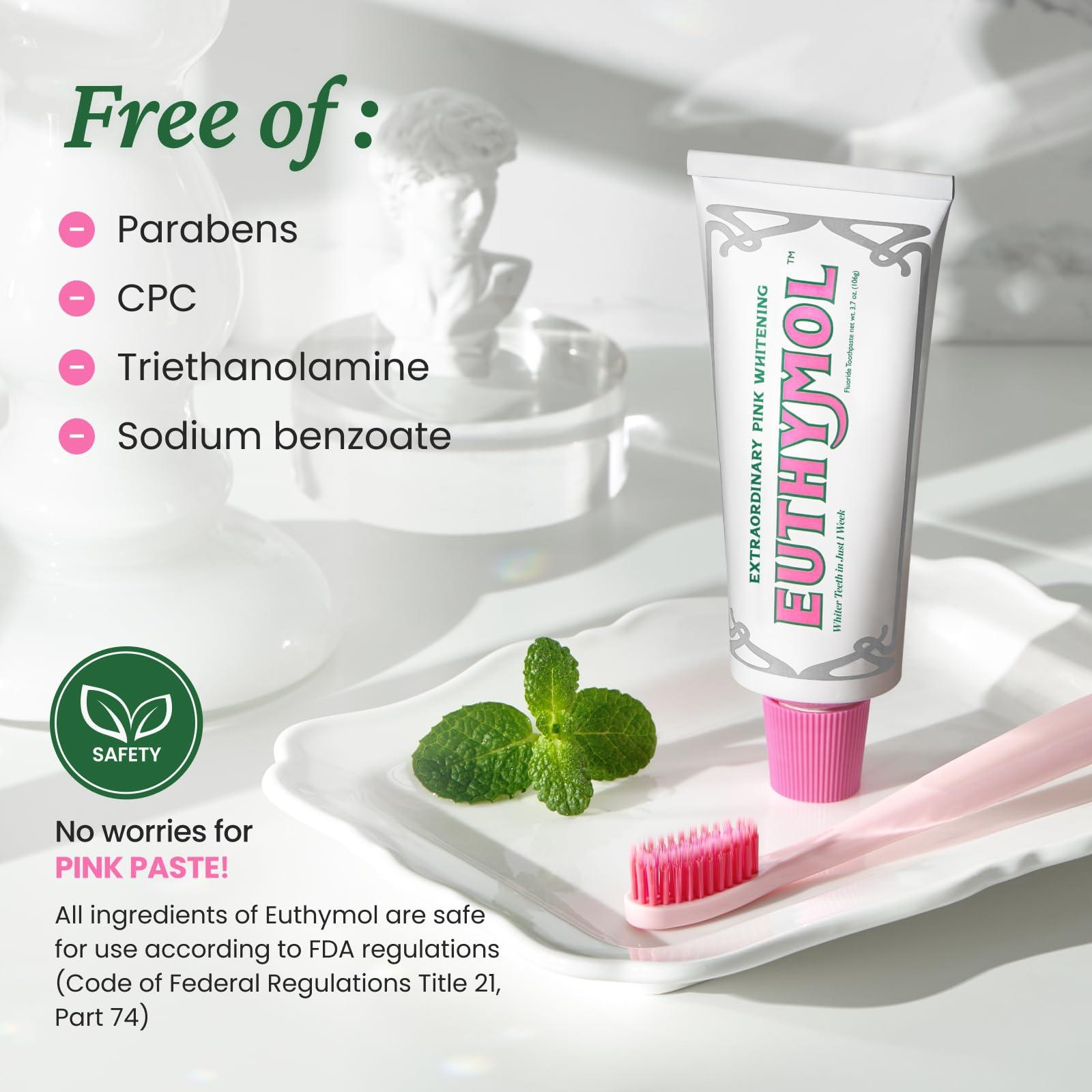 EUTHYMOL Whitening Toothpaste (3.7fl oz) - Stain Removal in 2 Weeks, Long-Lasting Freshness for Sensitive Gum & Teeth. Bad Breath, Cavity Prevention. Recyclable Aluminum Tube - Image 6