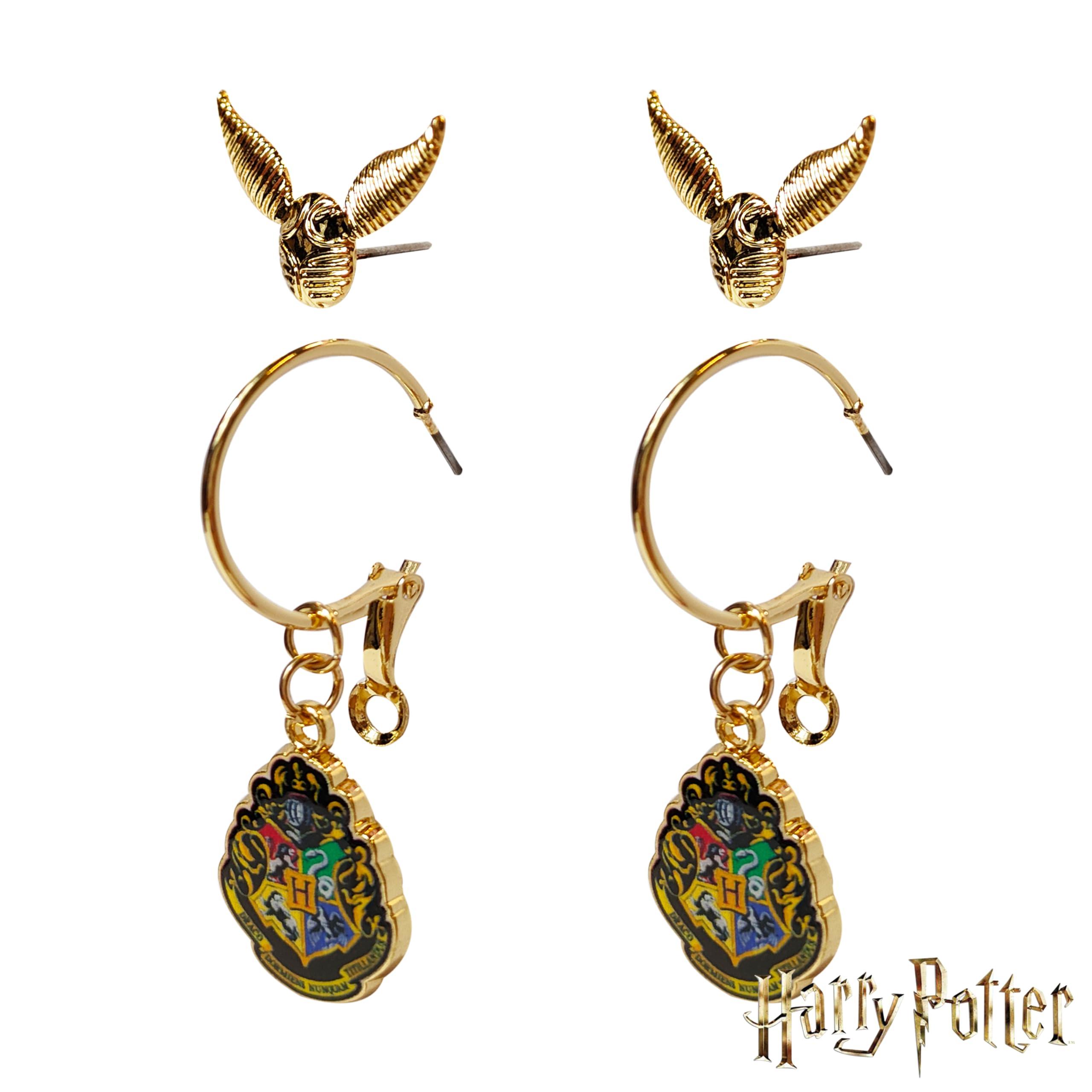 LUV HER Harry Potter Earrings 2 Hypoallergenic Earrings for Girls 1 Stud Earring 1 Fishhook Drop Earring Sets with Charms One Size Fits All Jewelry for Women Accessories Ages 4+ - Image 2
