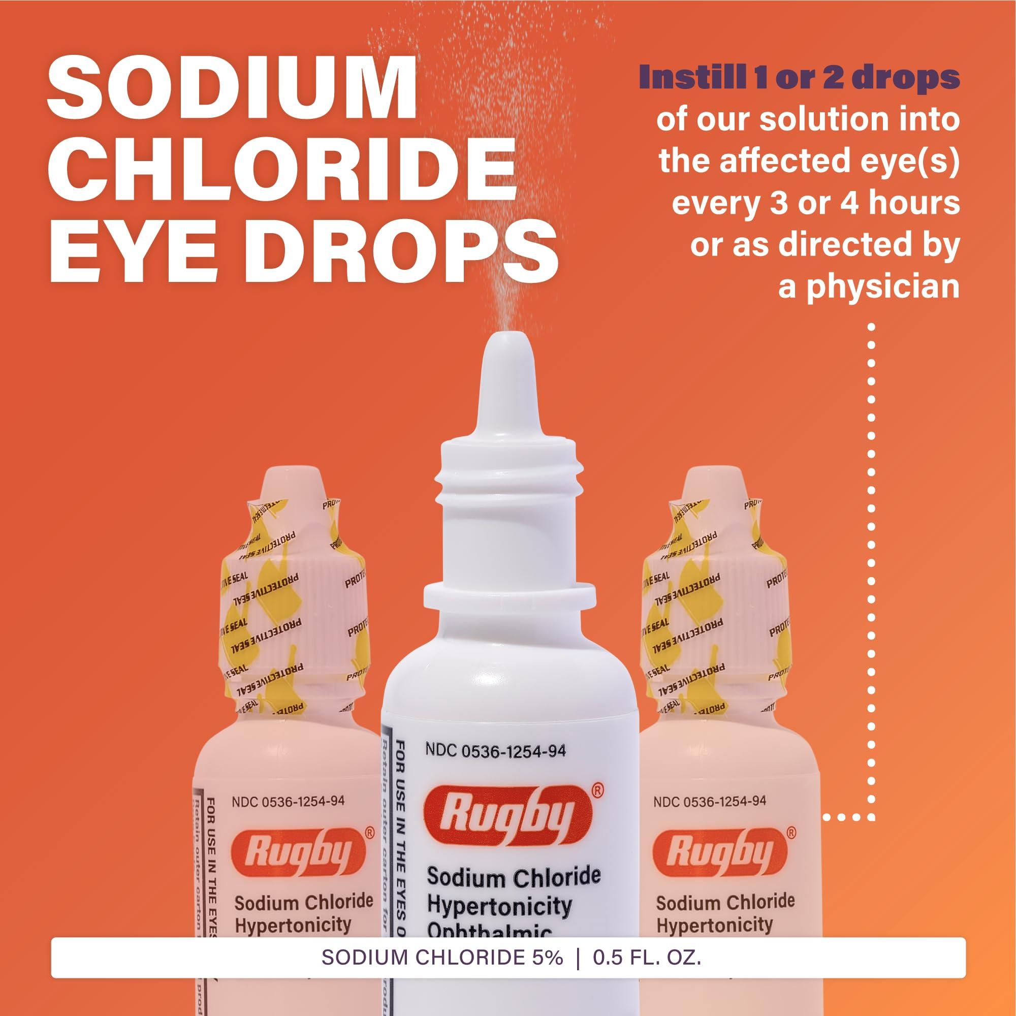 Rugby Sodium Chloride Hypertonicity Ophthalmic Eye Solution 5% - Sodium Chloride Eye Drops for Temporary Corneal Edema Symptom Support - Alcohol-Free - 0.5 Fl. Oz. - Image 2