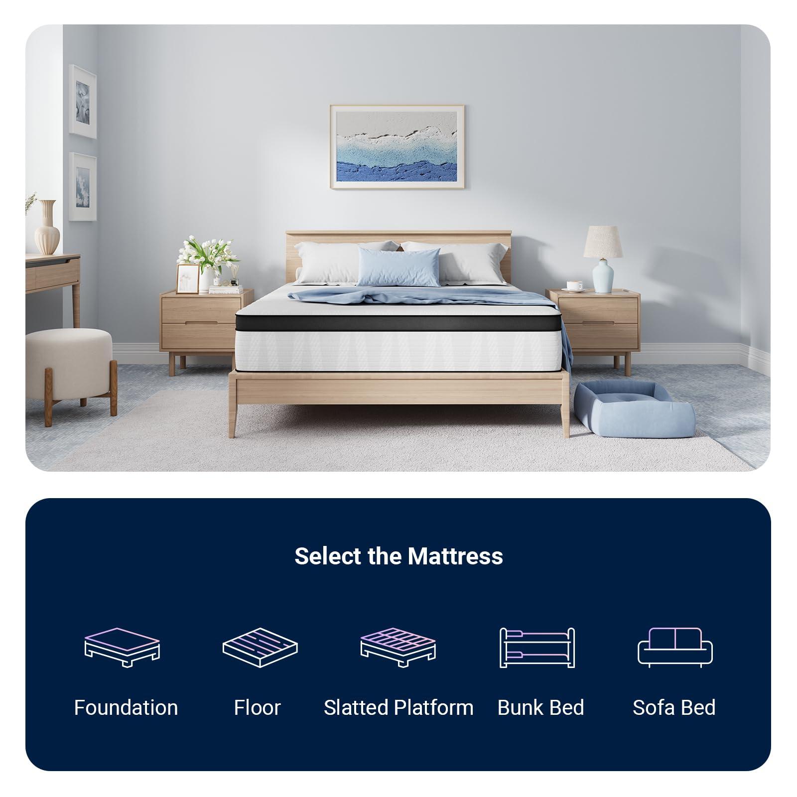 Avenco Queen Mattress, 12 Inch Medium Firm Queen Size Mattress in a Box, Hybrid Mattresses with Smarts™ Coil Pocket Springs for Motion Isolation, Strong Edge Support, CertiPUR-US Certified - Image 6