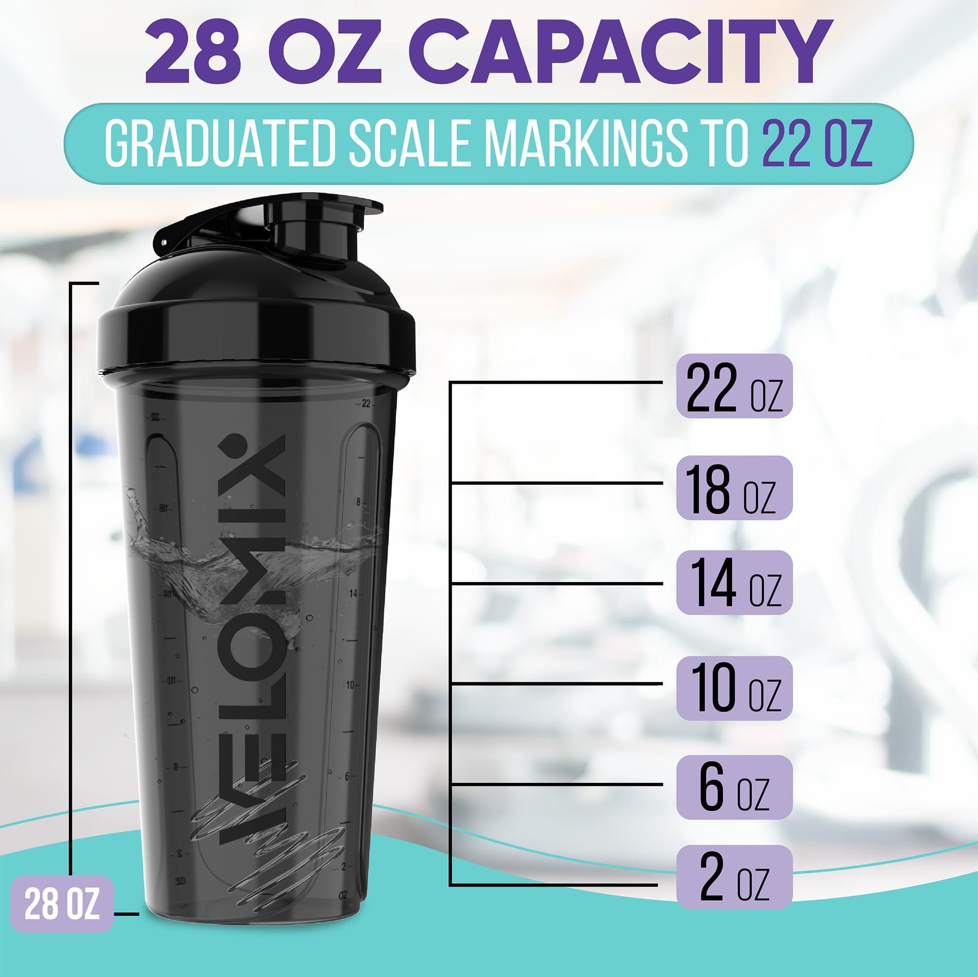 VELOMIX -2 Pack- 28 oz Protein Shaker Bottles for Protein Mixes - 2x Wire Whisk | Leak Proof Shaker Cups for Protein Shakes | Protein Shaker Bottle Pack | Shakers for Protein Shakes-Black&Transparent - Image 3
