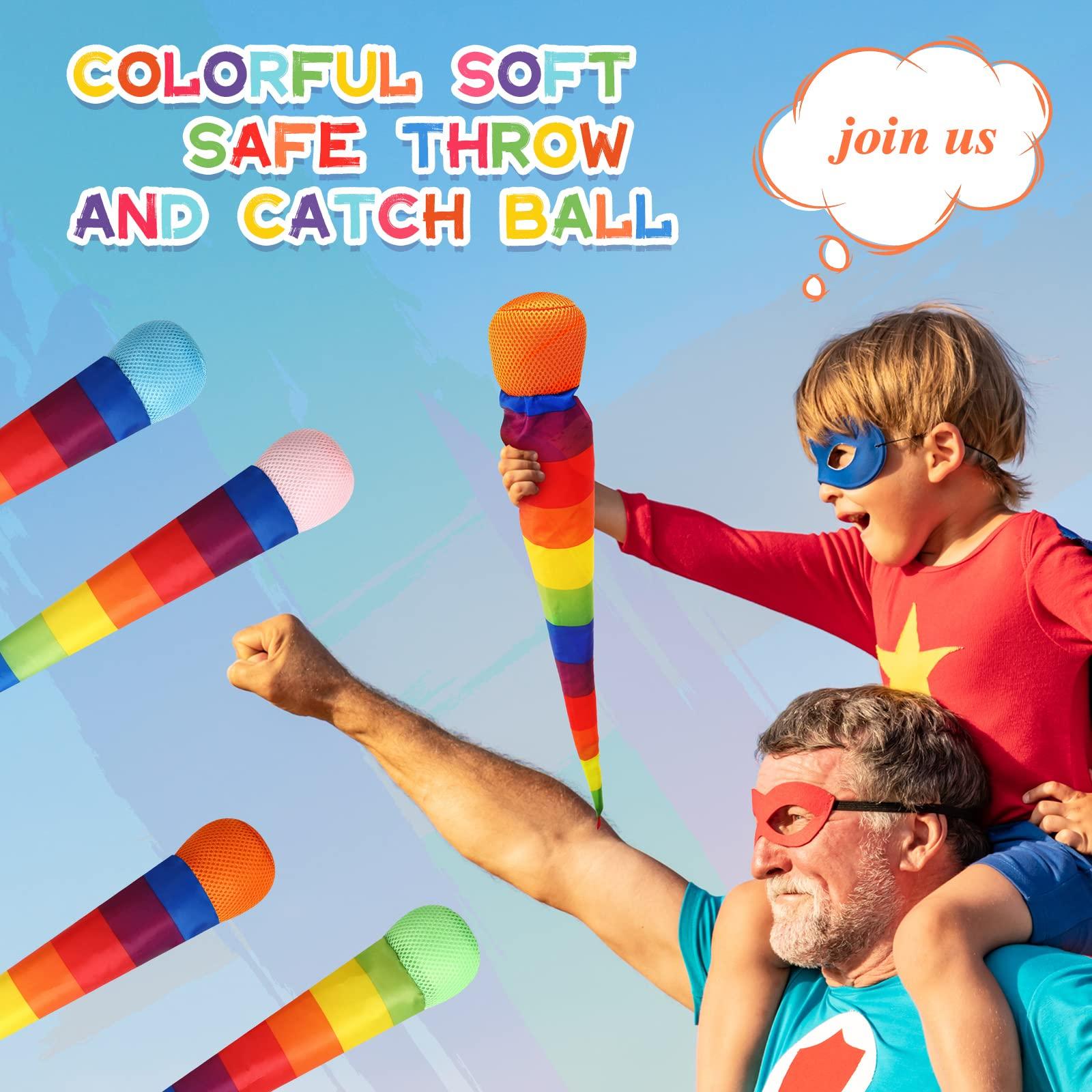 Leyndo 8 Pcs Throw and Catch Balls with Rainbow Tail, Fun Colorful Sports Comet Balls Playground Toys for School Classroom Beach Outdoor Camping Healthy and Fun Games, 26 Inch Long(Multi Color) - Image 5