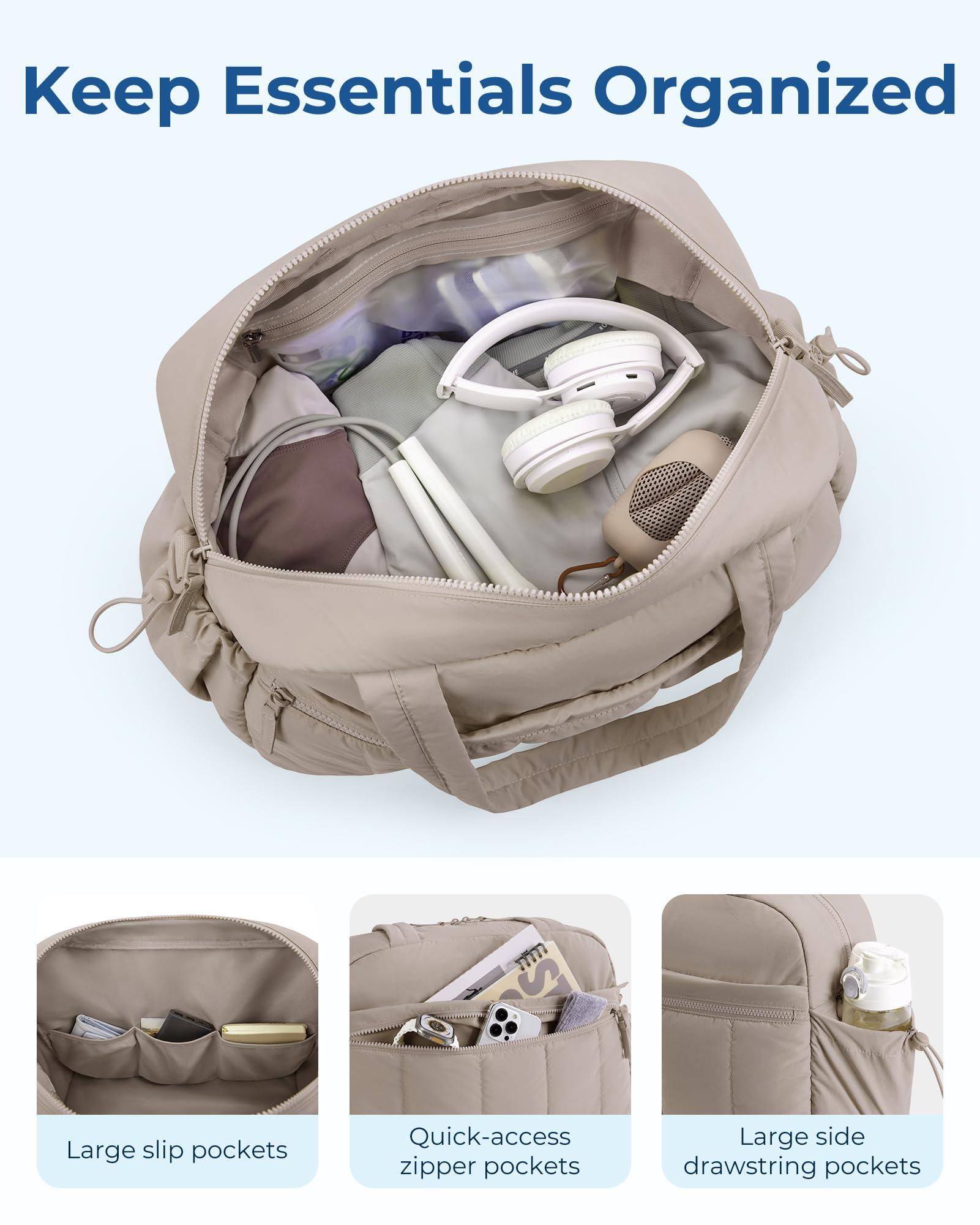 BAGSMART Gym Bag for Women, Duffle Bag for Travel with Wet Pocket, Lightweight Carry on Weekender Duffel, Water Resistant - Image 3