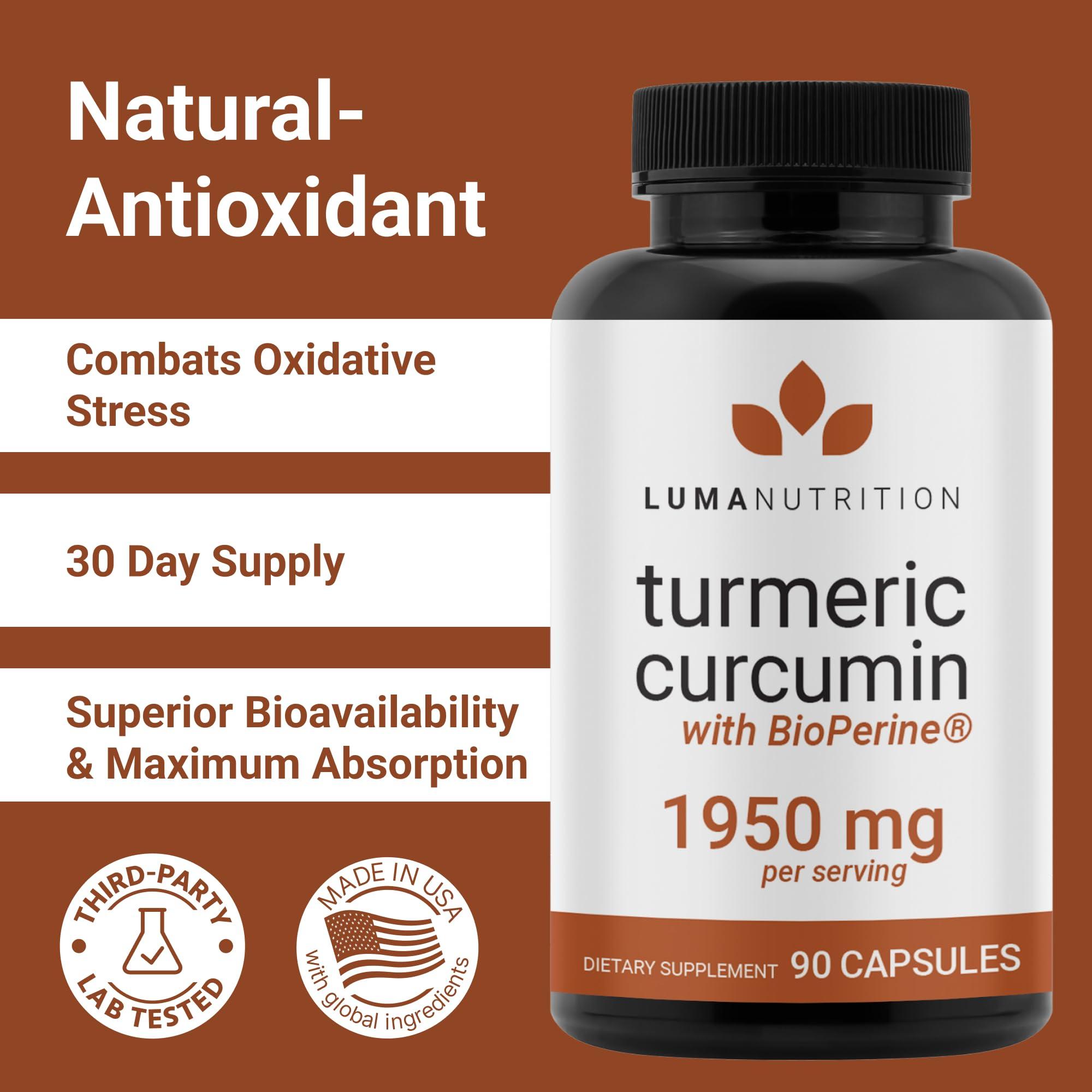 Turmeric Curcumin with Black Pepper - 95% Curcuminoids - 1950mg Per Serving - Premium Turmeric Supplement - with BioPerine for Max Absorption - Made in USA - 90 Capsules - Image 2