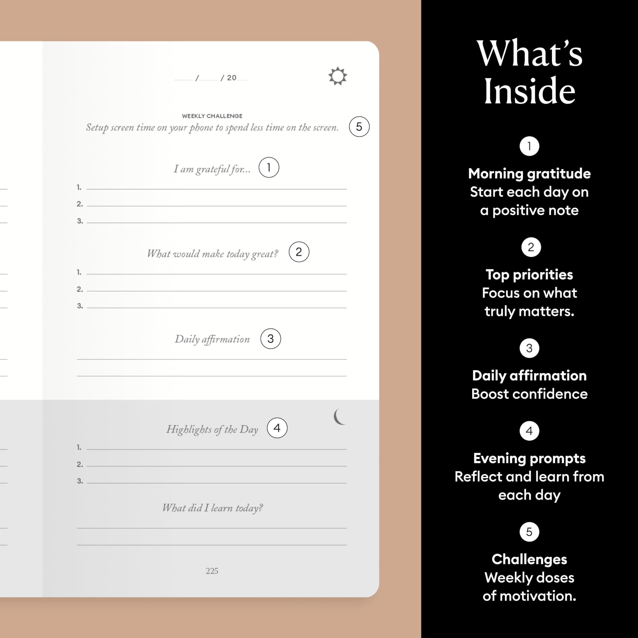 Intelligent Change The Five Minute Journal - Original Daily Gratitude Journal 2025 for Happiness, Mindfulness & Reflection - Daily Affirmations - Undated Planner Gifts for Women & Men - Image 5