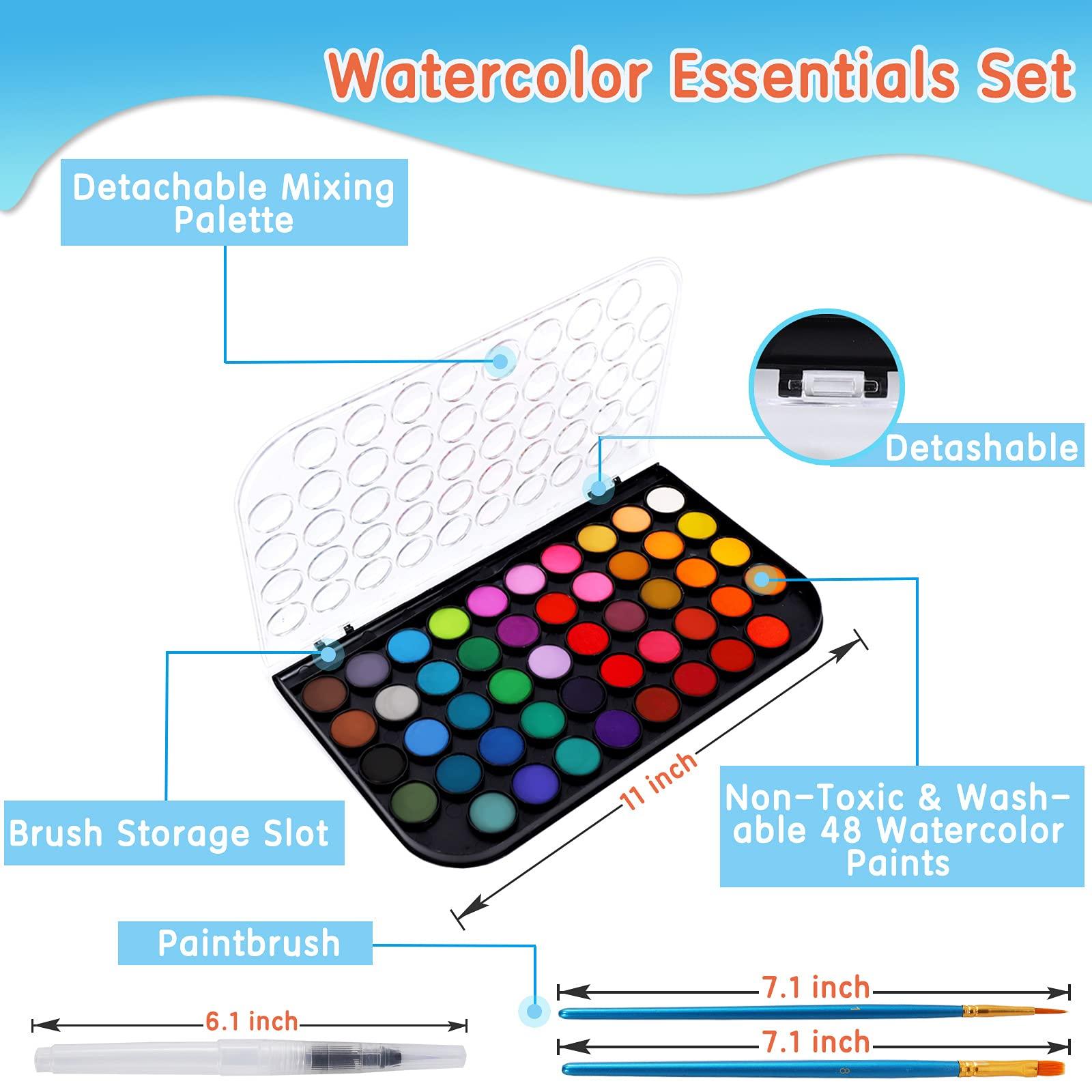 Watercolor Paint, 48 Colors Washable Watercolor Paint Set with a Brush a Refillable Water Brush Pen and Palette, Non-toxic Water Color Paints Sets for Kids Adults Artists Children Students Beginner - Image 3