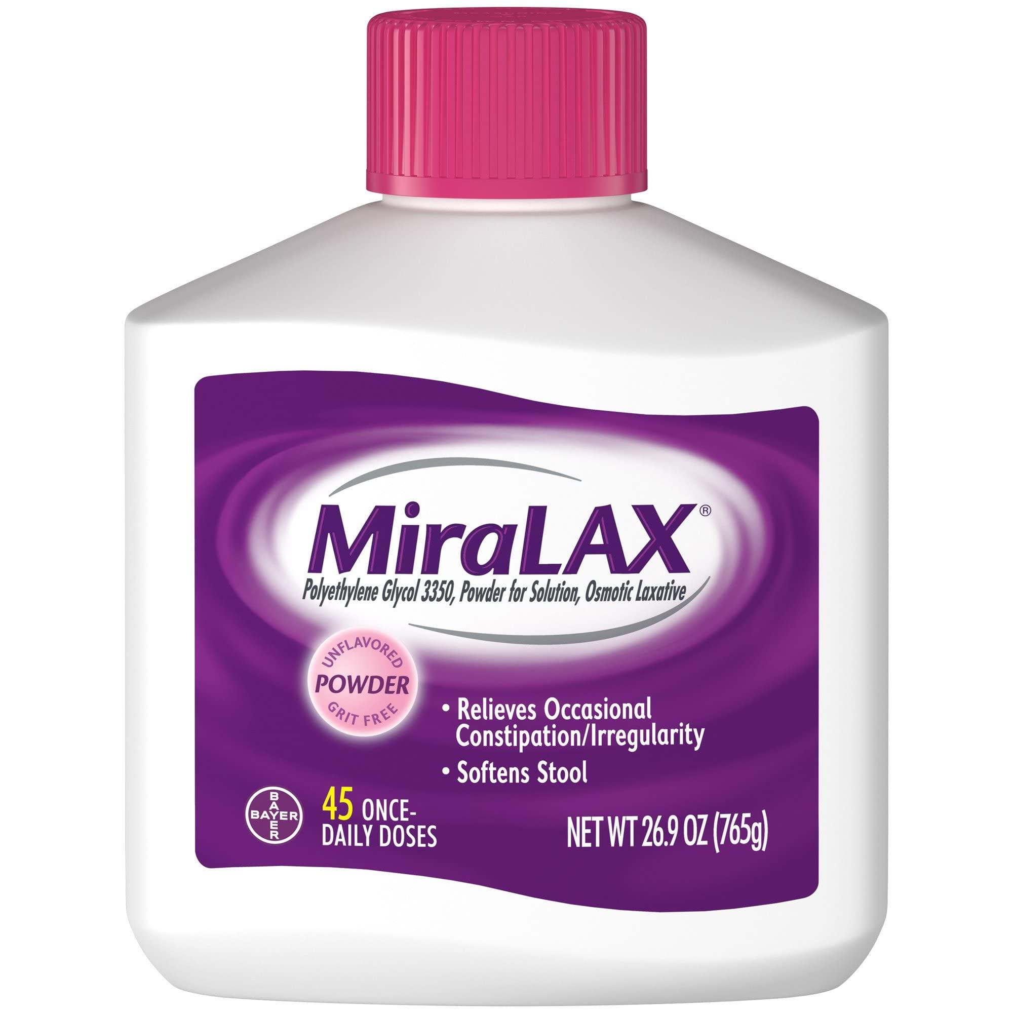 Miralax Laxative Powder for Solution Unflavored - 26.9 oz, Pack of 2