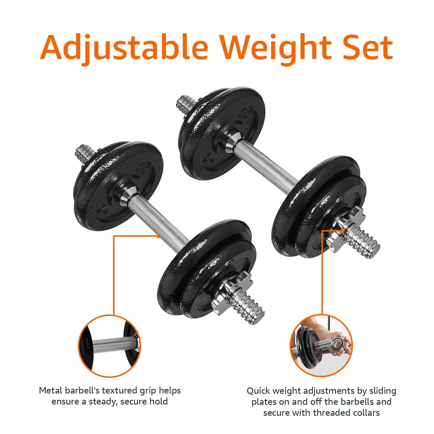 Amazon Basics Adjustable Dumbbell Hand Weight Set, 38 Pounds, Black - Image 4