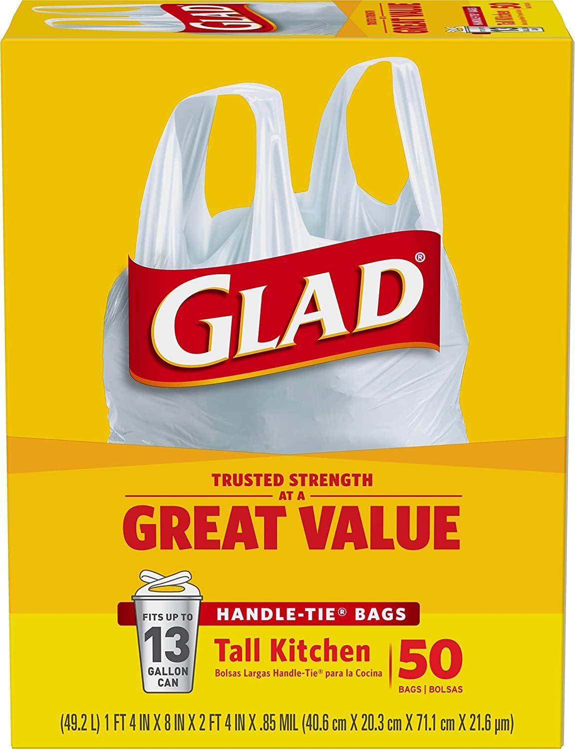 Glad 13 Gal. Tall Kitchen Handle-Tie Bags 50 ct (Pack of 4) - Image 6