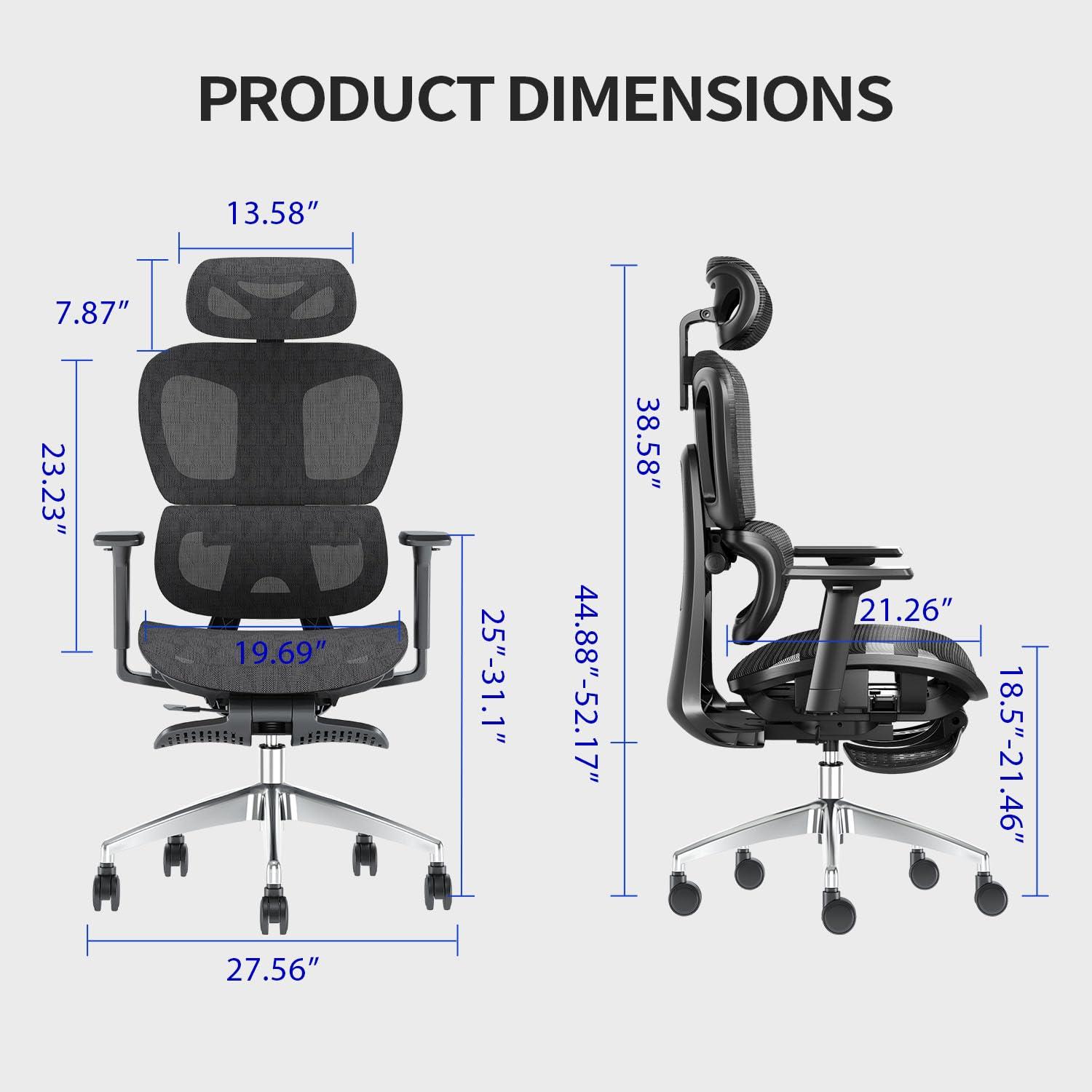 PatioMage Ergonomic Mesh Office Chair with 3D Adjustable Armrest,High Back Desk Computer Chair Ergo3d Ergonomic Office Chair with Wheels for Home & Office Black - Image 3