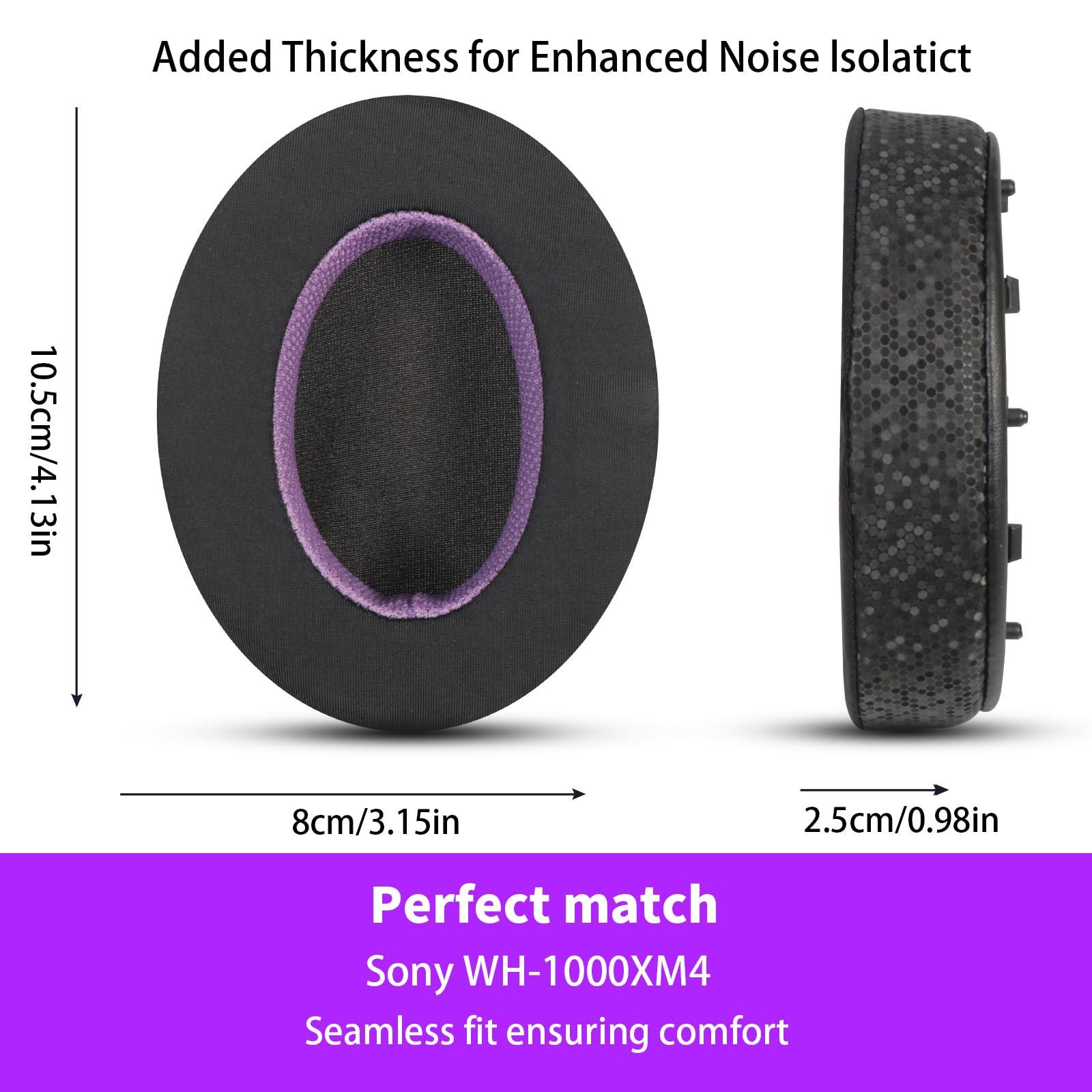 Jomwag Magic Ice Gel Replacement Earpads for Sony WH-1000XM4 – Black/Purple Cooling Cushions - Image 4