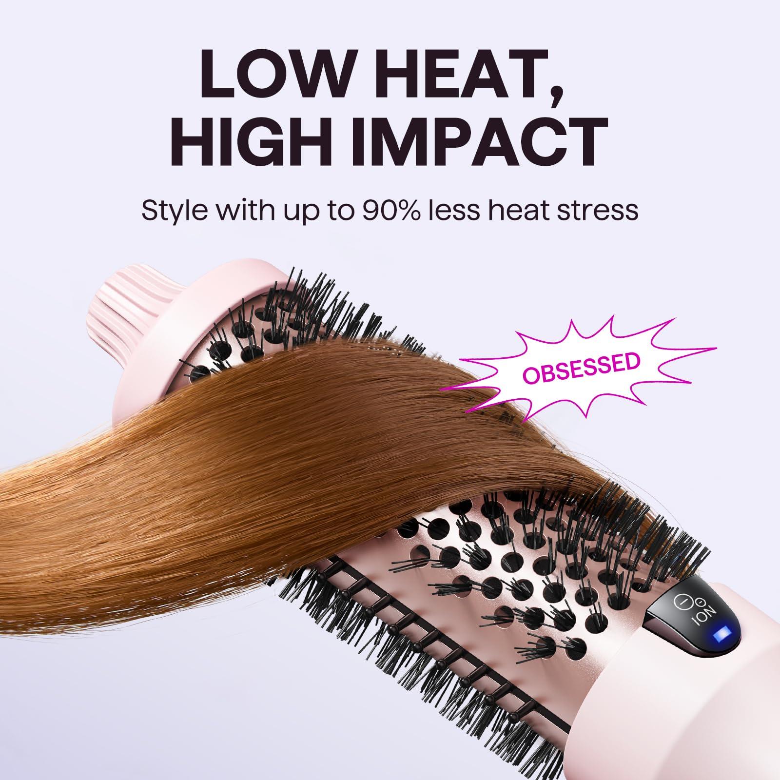 Wavytalk Thermal Brush, Blowout Boost 1.5 inch Heated Round Brush for Blowout Look, Dual Voltage, Pink, Sakura, Tourmaline Ceramic, Negative Ion Technology, 5 Temperature Settings, Less Damage - Image 6