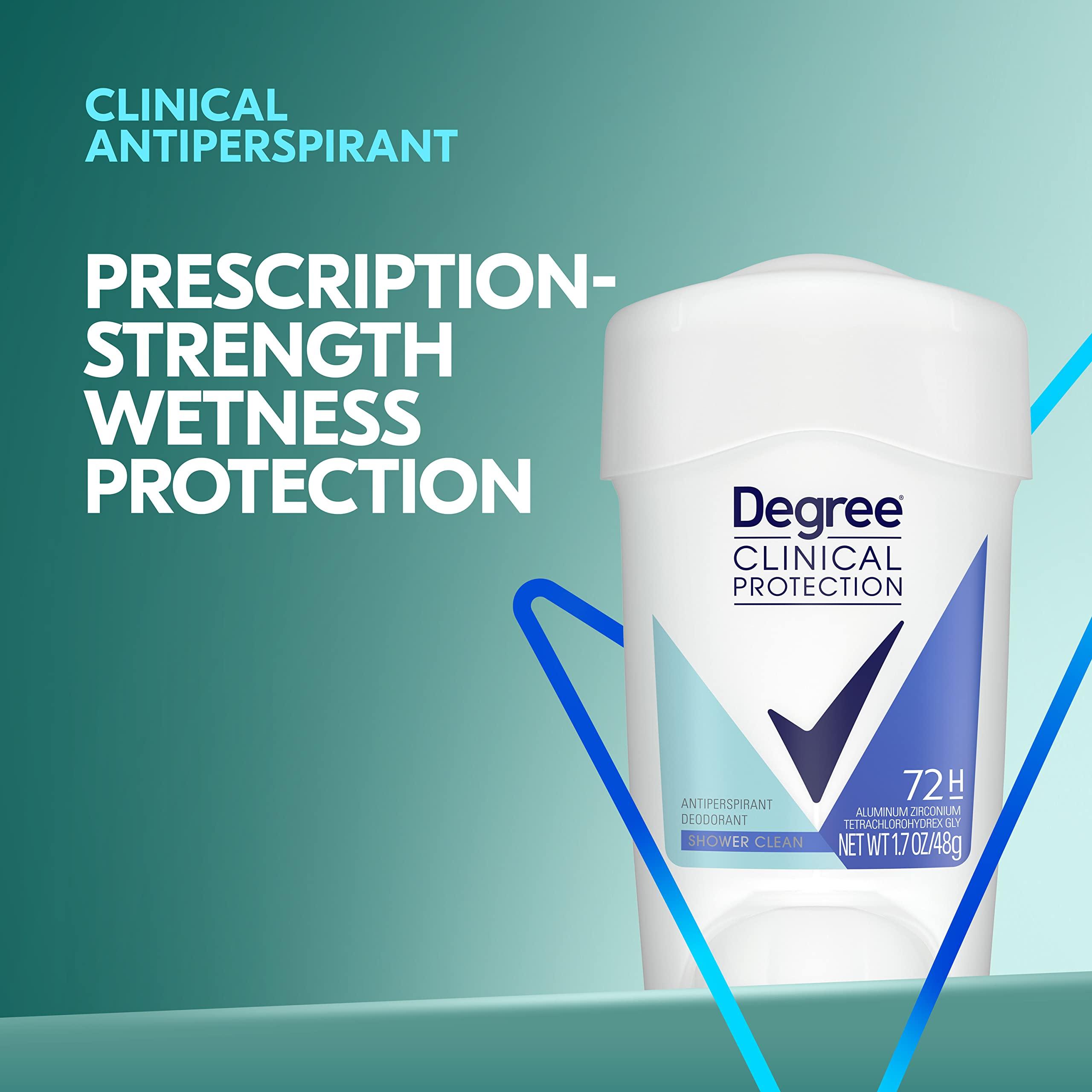 Degree Clinical Protection Antiperspirant Deodorant 72-Hour Sweat & Odor Protection Shower Clean Antiperspirant for Women 1.7 oz - Image 7
