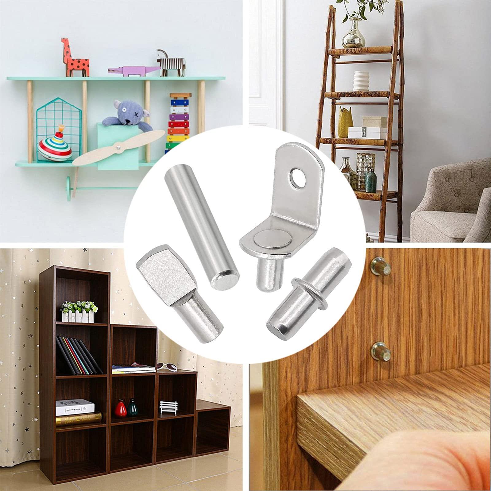 104Pcs Shelf Pins Kit,4 Styles Nickel Plated Shelf Support Pegs,Bookshelf Pegs for Shelves,Cabinet Shelf Bracket Pegs Shelf Pins Holders for Kitchen Furniture & Closet ( 5mm & 1/4inch ) - Image 6