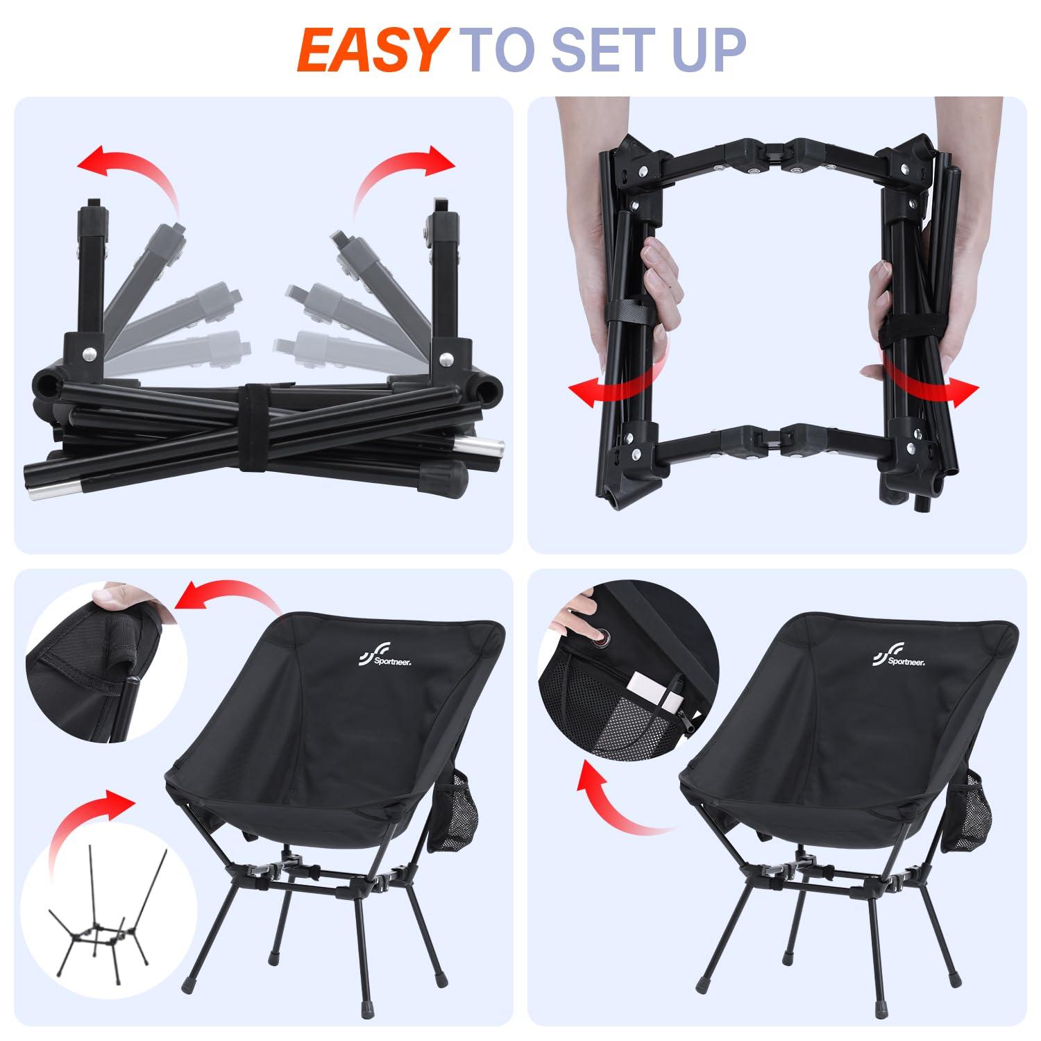 Sportneer Heated Chairs Outdoor Sports: Heated Camping Chair with USB Plug & 3 Heating Levels - Portable & Compact Heated Chair for Backpacking, Camping, Lawn, Picnic, Travel (Power Bank Not Included) - Image 7
