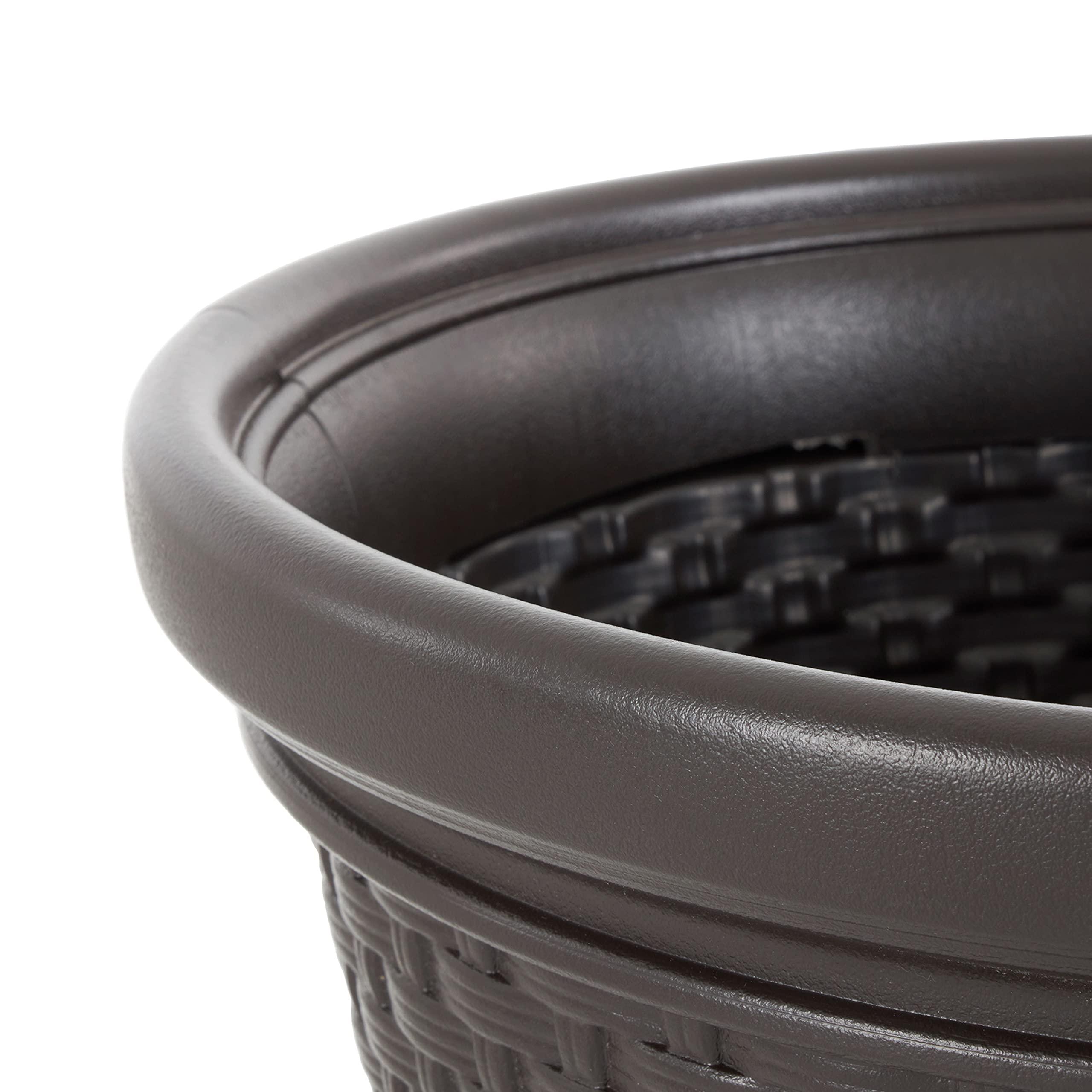 Suncast Decorative Wicker Garden Hose Holder Pot with 4 Drain Holes for 100 Foot Hoses, Java - Image 9