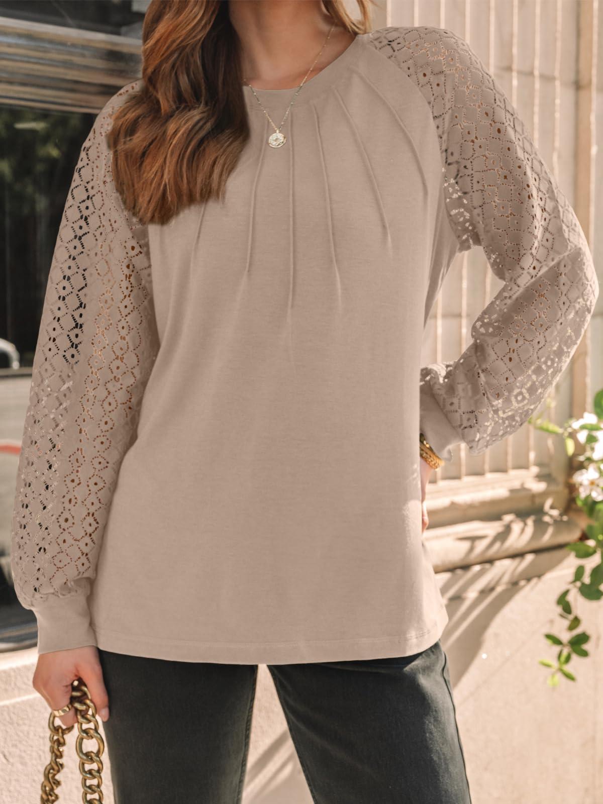 AUTOMET Womens Long Sleeve Shirts Lace Tops Business Casual Fall Fashion Outfits Clothes Knitted Y2k Blouses - Image 5