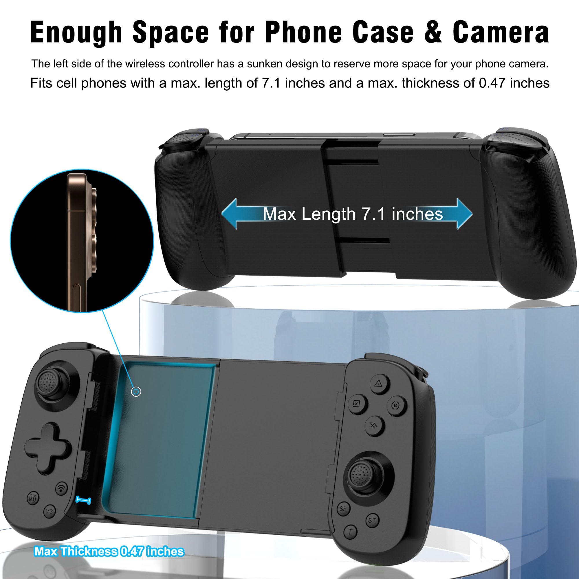 Wireless Phone Controller for iPhone/Android, Mobile Game Controller with Hall Joystick Suitable for Xbox Cloud Gaming, PS Remote Play, Steam Link, Call of Duty & More - Black - Image 3
